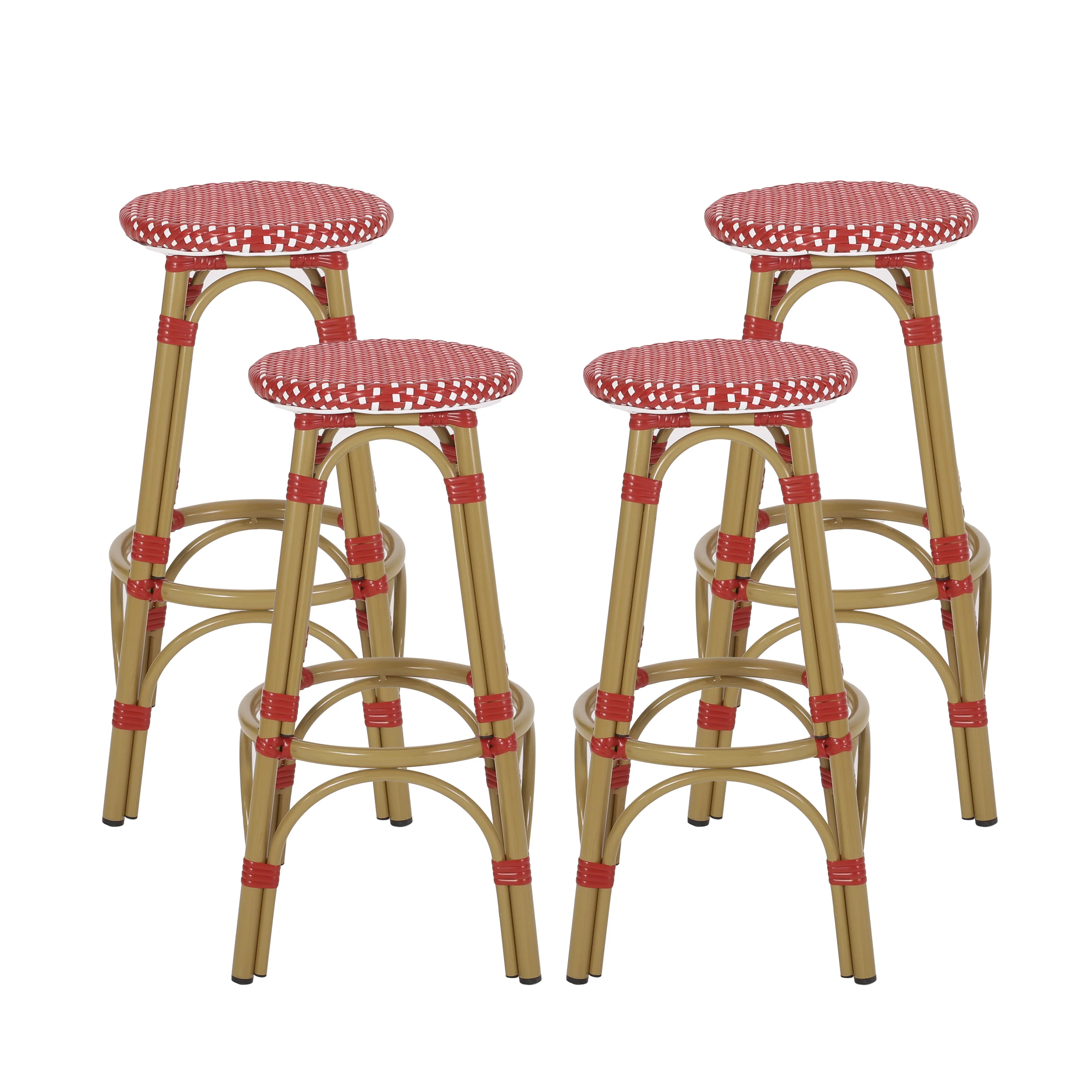 Dohney Outdoor French Aluminum 29.5 Inch Barstools, Set of 4 - furnishings