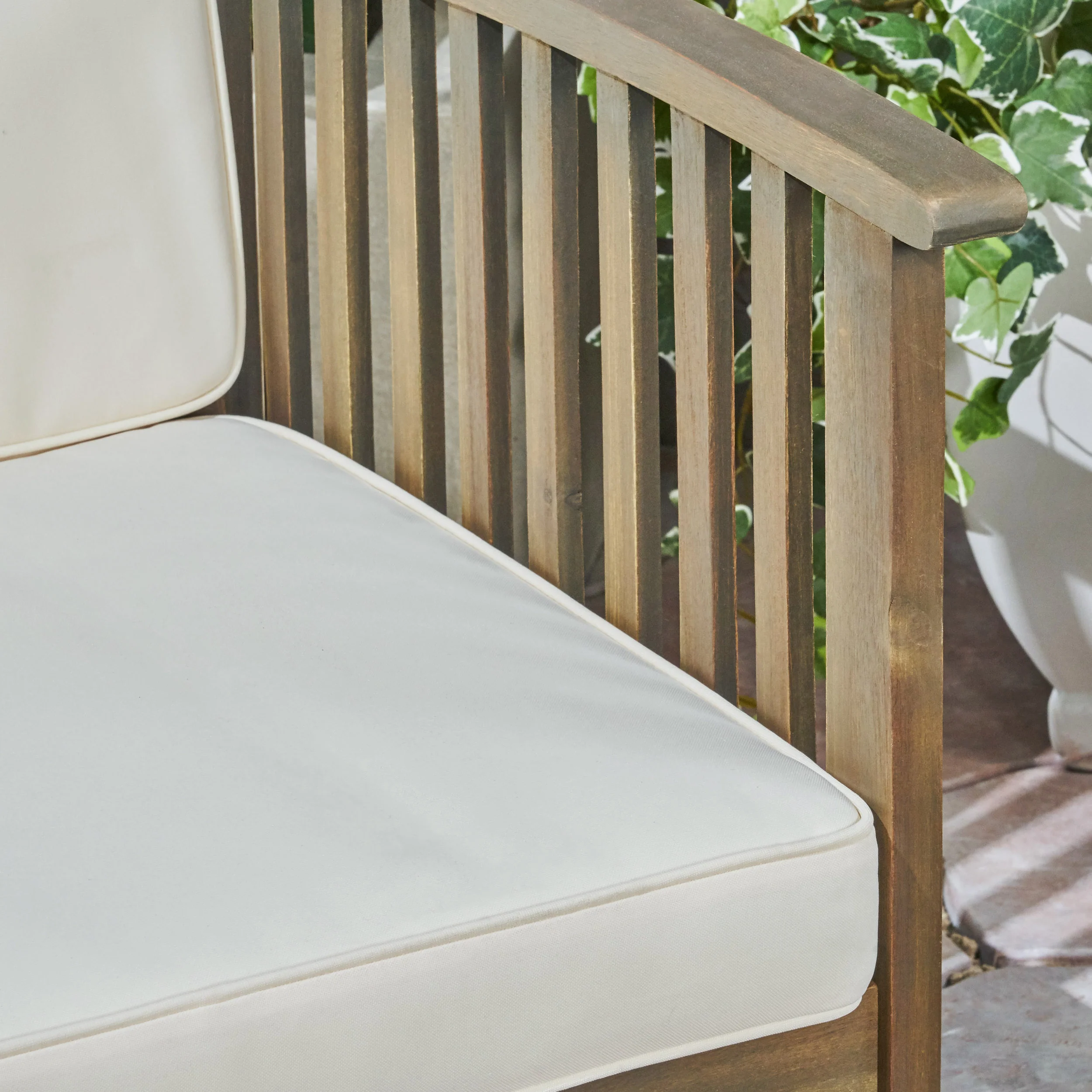 Parry Outdoor Open Slat 6-Seater Acacia Wood Conversation Set with Coffee Table - furnishings