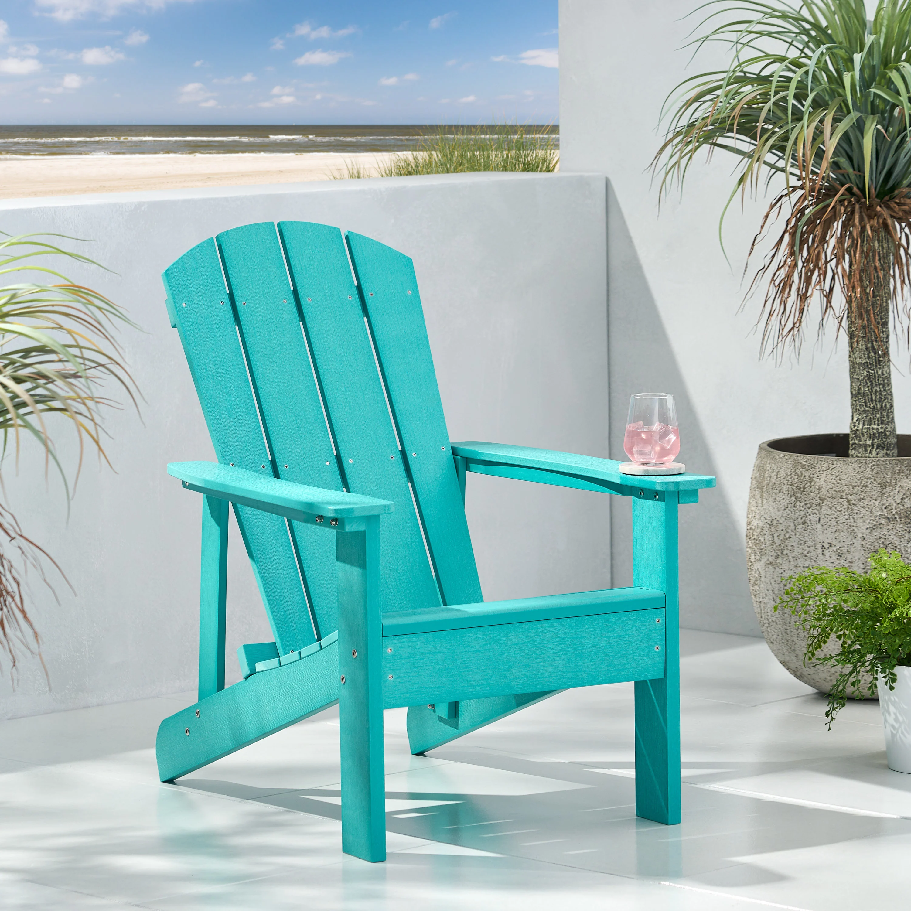 Anastasija Outdoor Faux Wood Adirondack Chair - furnishings