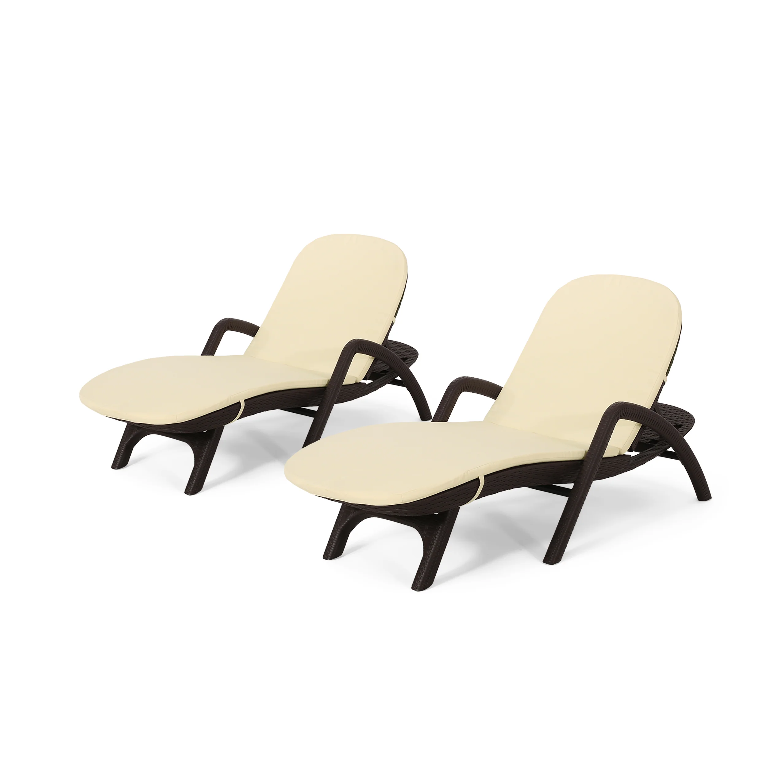 Riley Outdoor Faux Wicker Chaise Lounges with Cushion (Set of 2) - furnishings