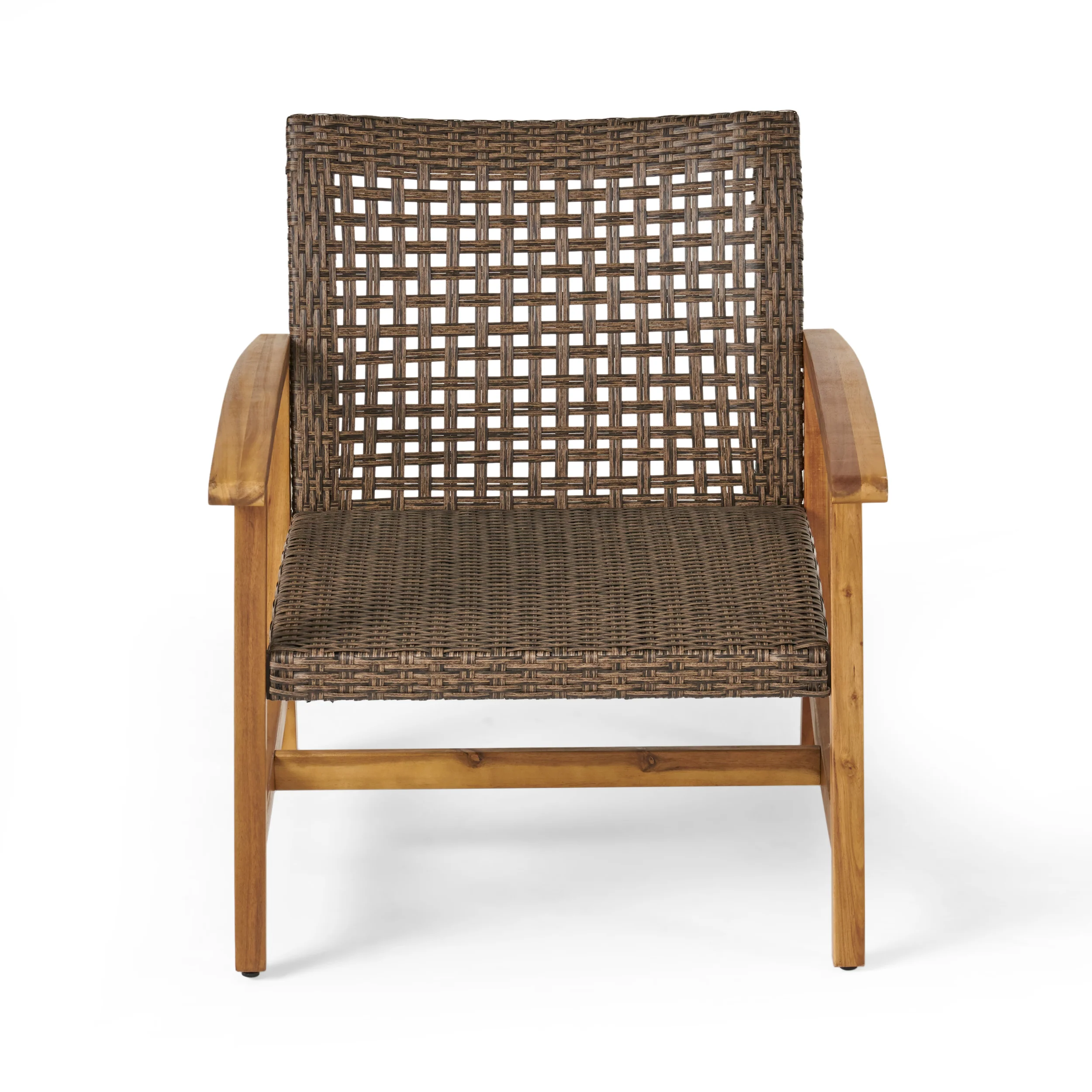 Carry Outdoor 5 Piece Wood and Wicker Club Chairs and Fire Pit Set - furnishings