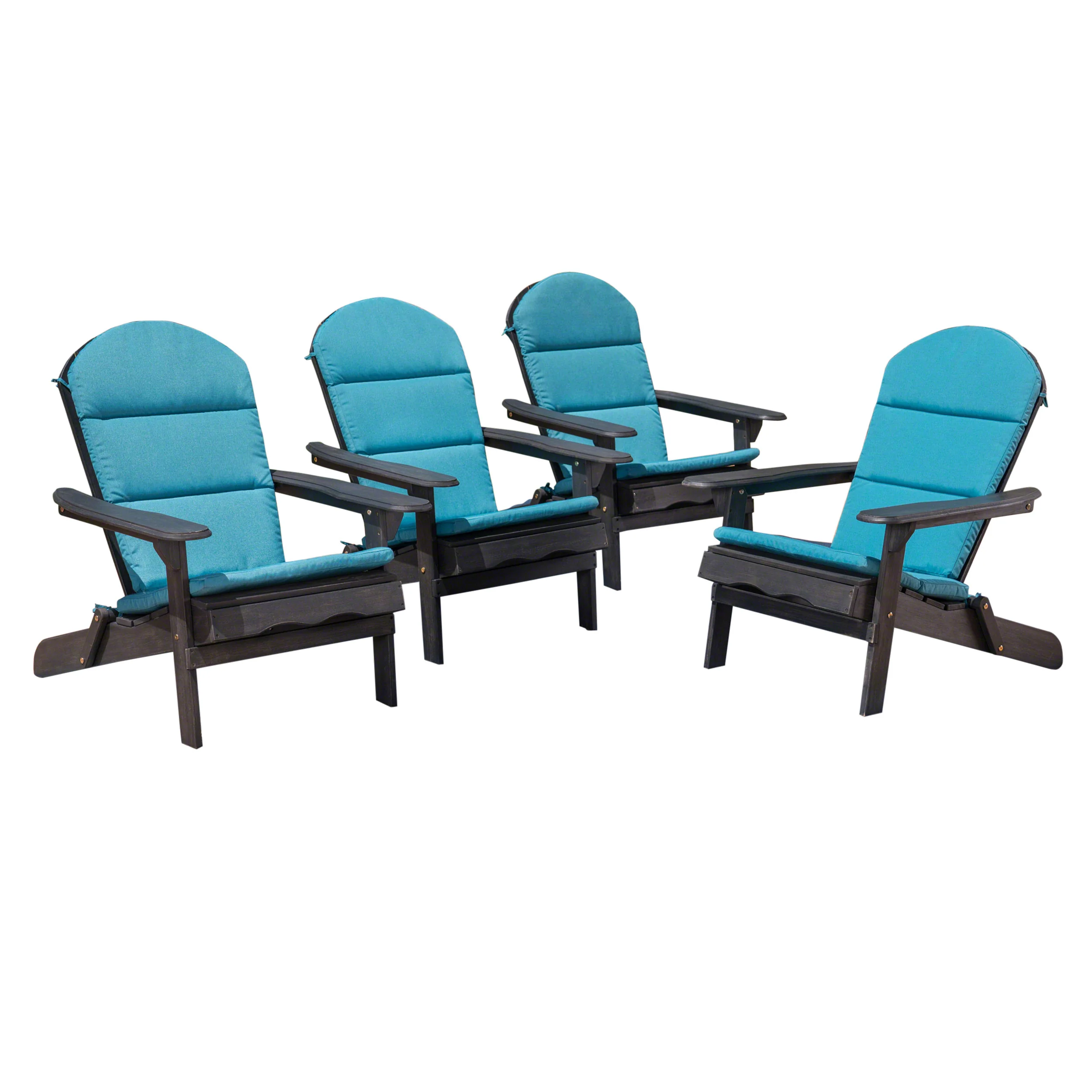 Nelie Outdoor Acacia Wood Folding Adirondack Chairs with Cushions - furnishings