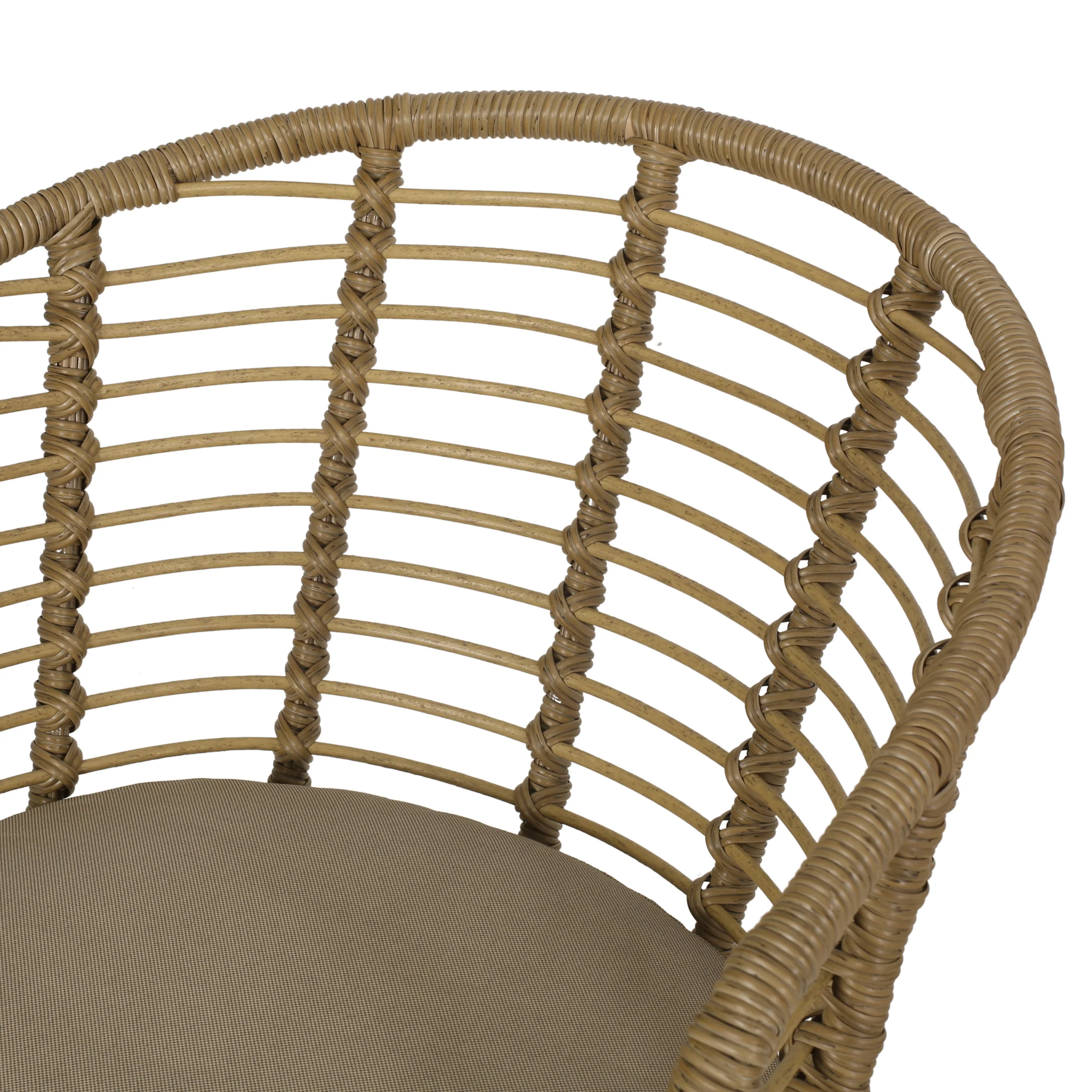 Monture Outdoor Wicker 2 Seater Chat Set, Light Brown and Beige - furnishings