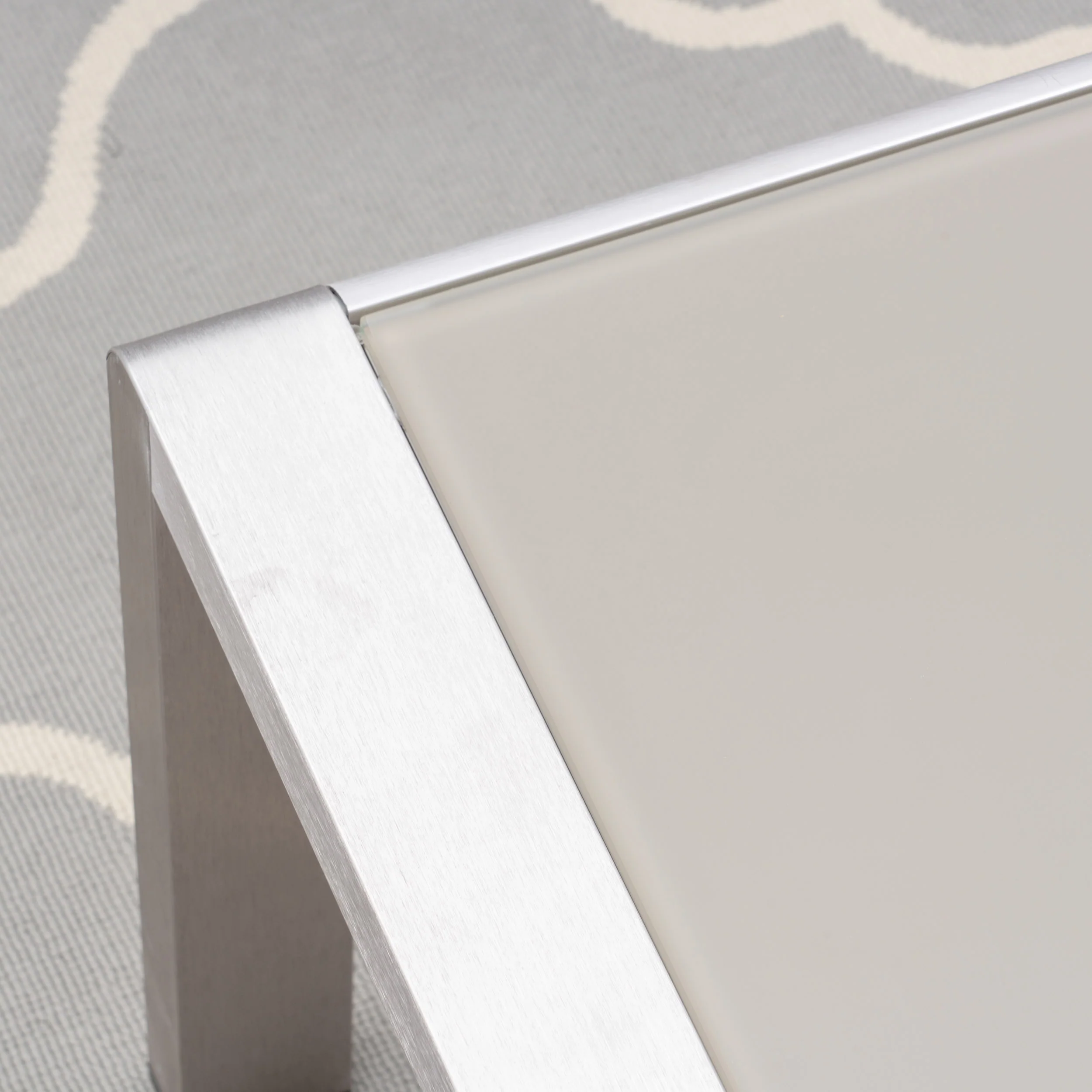 Booth Outdoor Aluminum Loveseat and Tempered Glass-Topped Coffee Table - furnishings