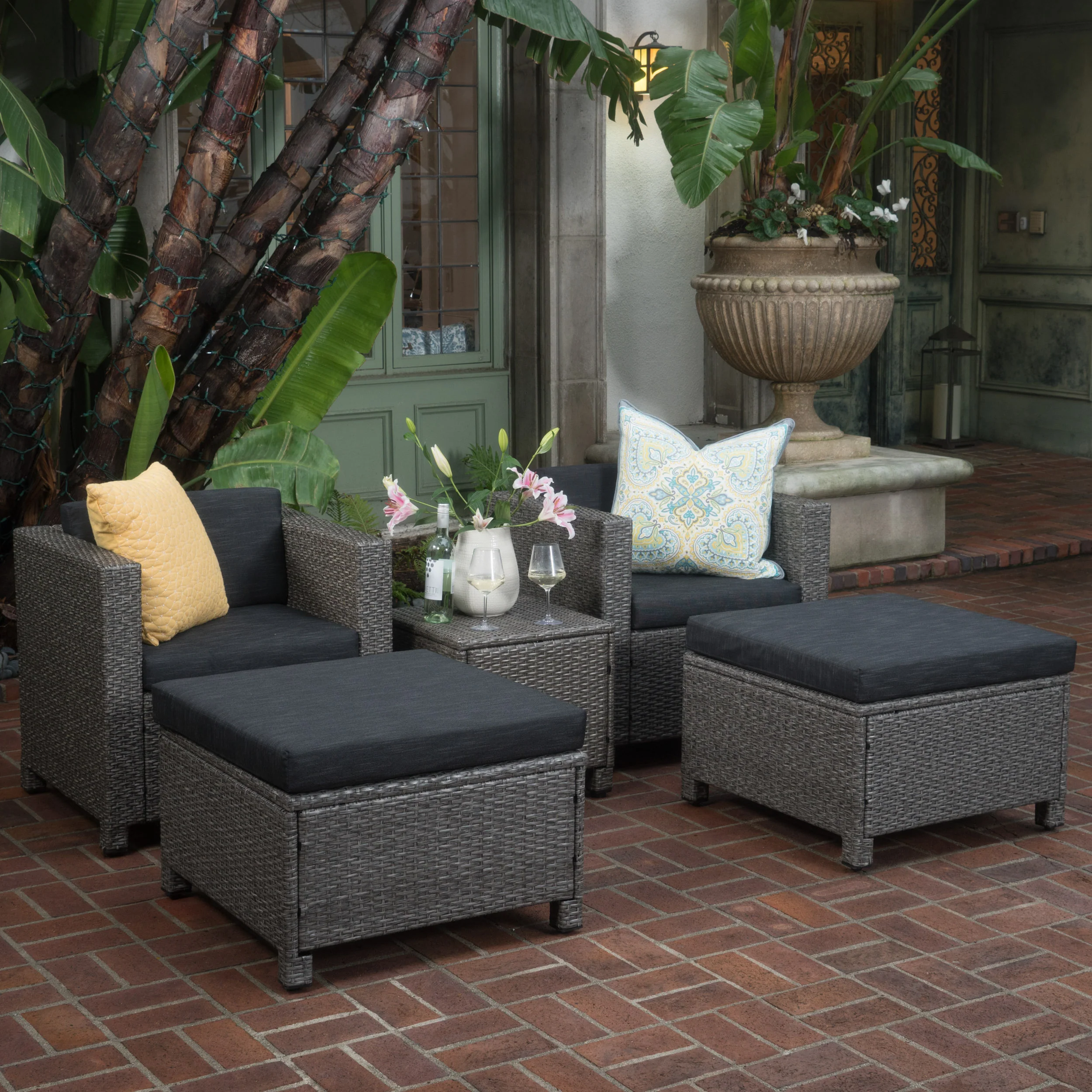 Budva Outdoor 5pc Chat Set w/ Cushions - furnishings