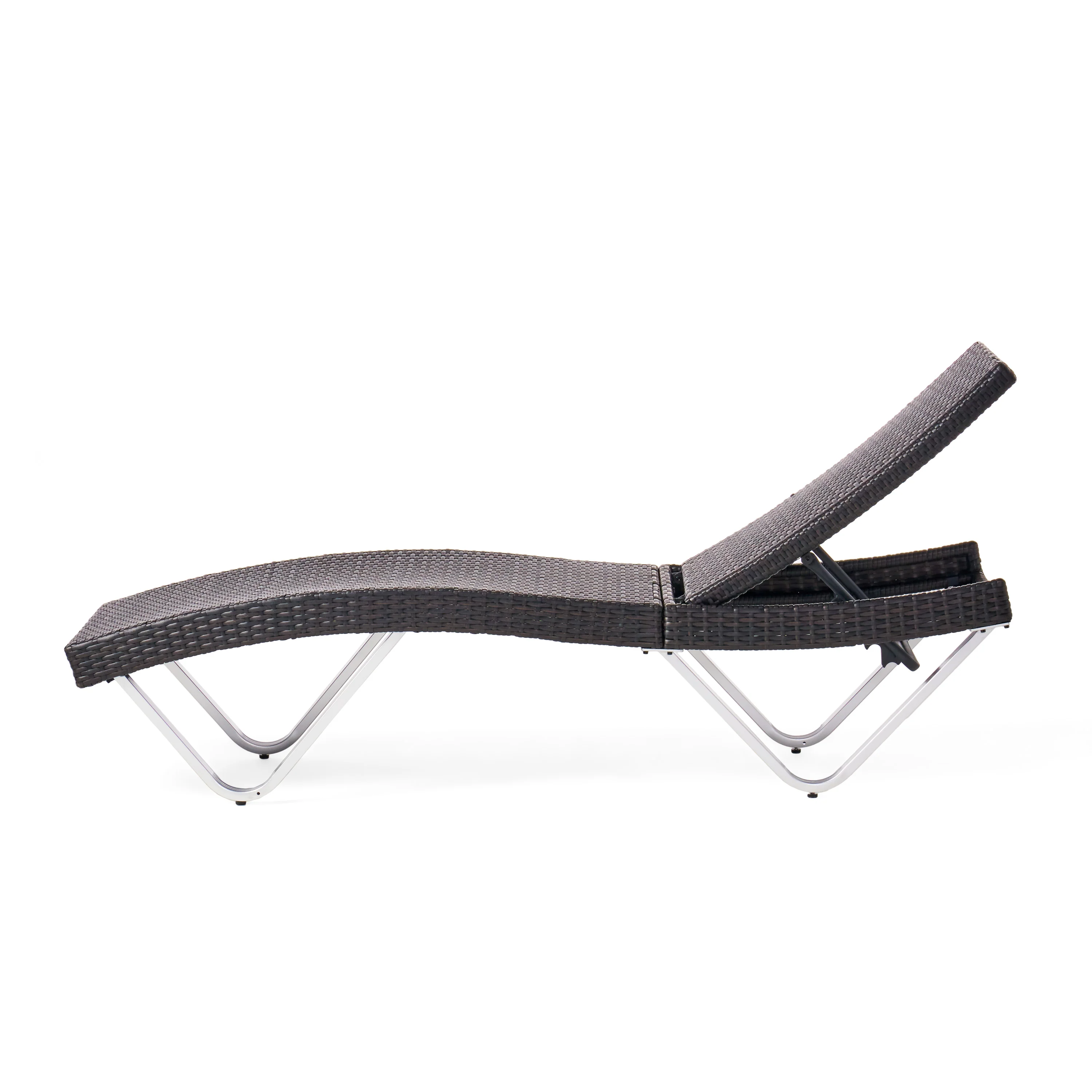 Manuela Outdoor Brown Wicker Aluminum Chaise Lounge Chair - furnishings