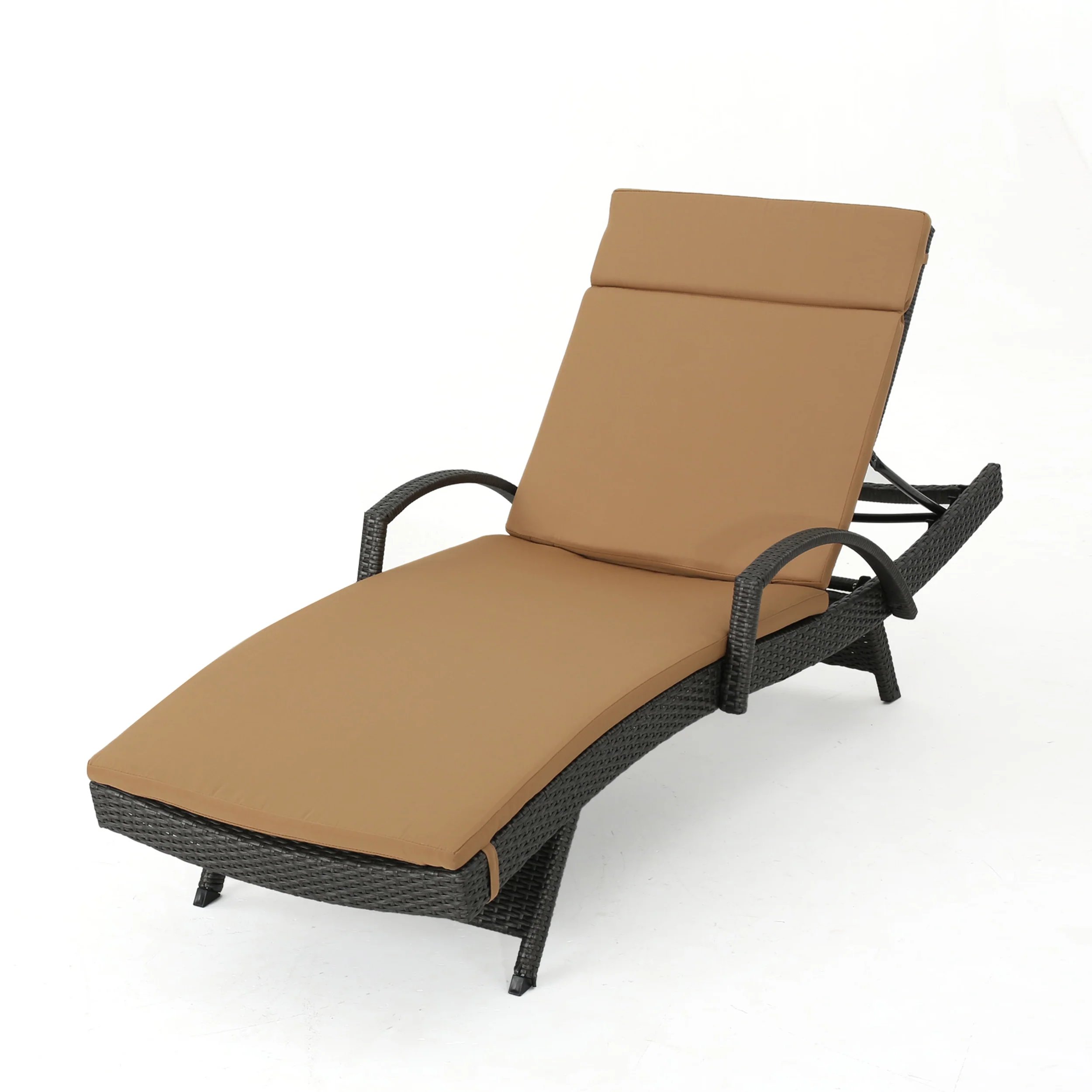 Solaris Outdoor Grey Wicker Armed Chaise Lounge w/ Water Resistant Cushion - furnishings