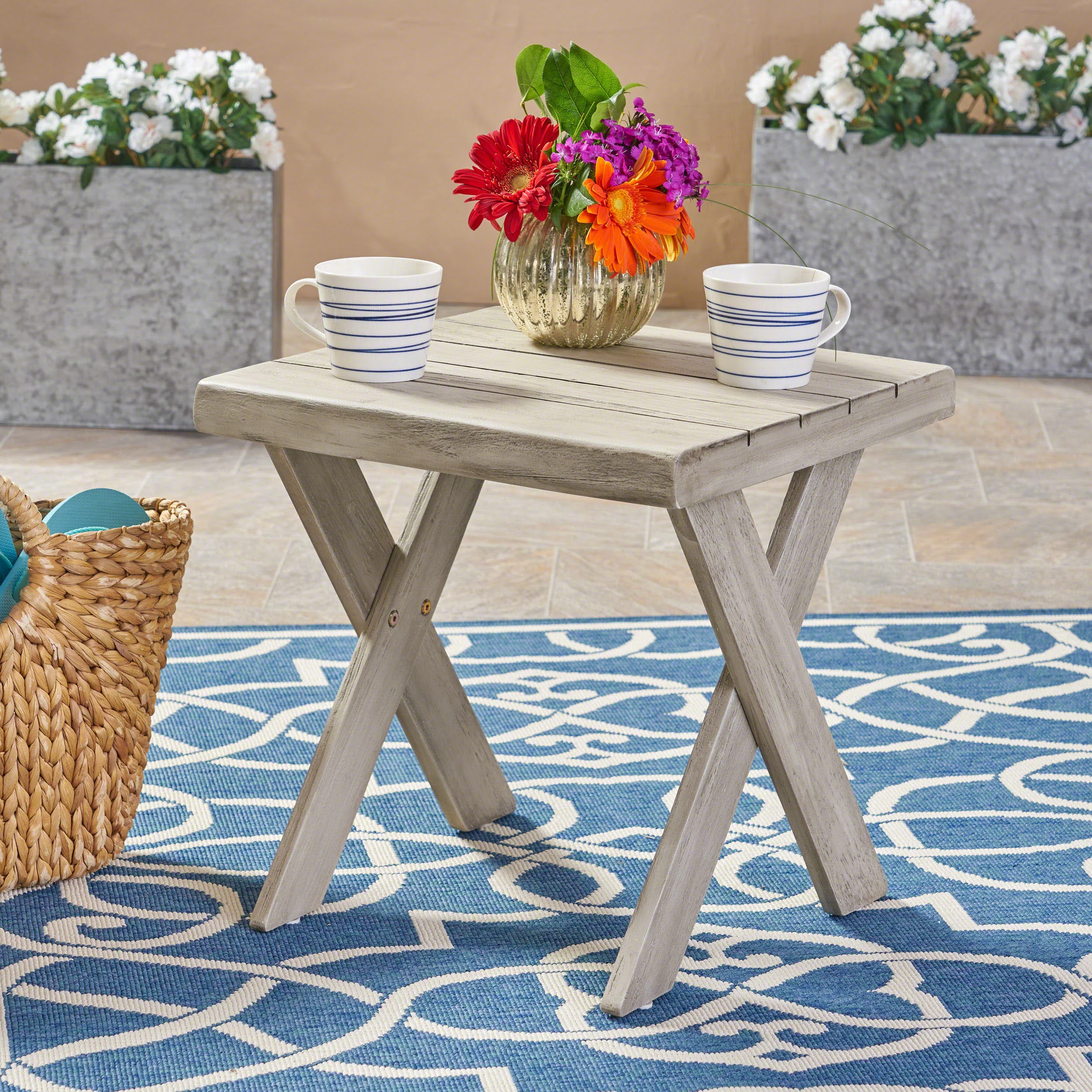 Irene Outdoor Acacia Wood Side Table - furnishings