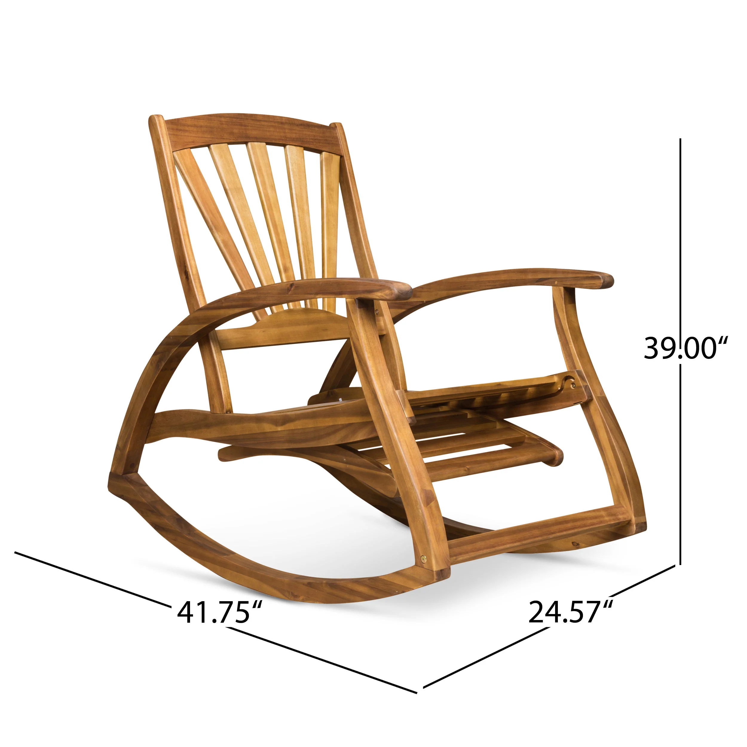 Kelsey Outdoor Rustic Acacia Wood Recliner Rocking Chair with Side Table - furnishings