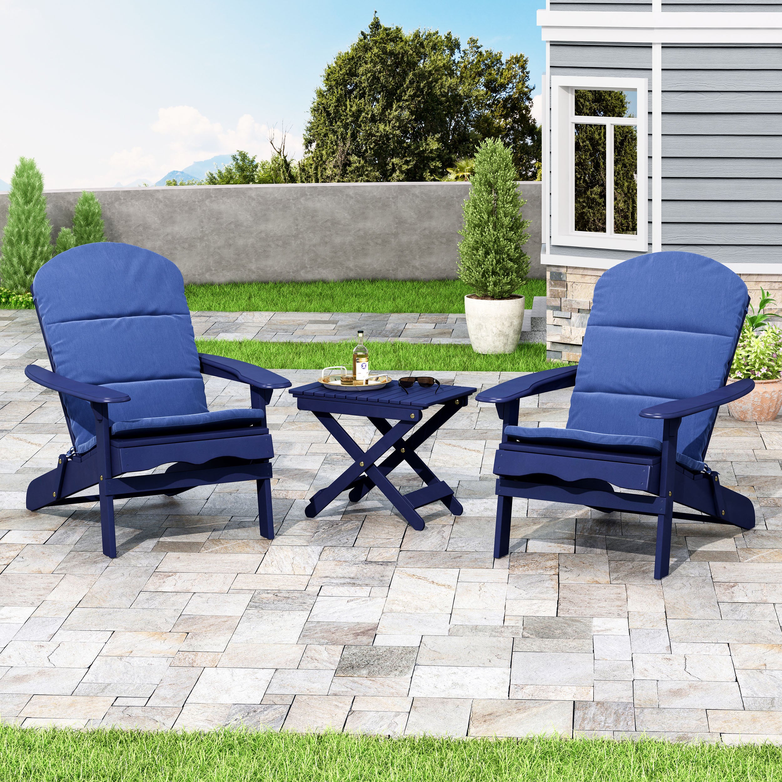 Reed Outdoor 2 Seater Acacia Wood Chat Set with Water Resistant Cushions - furnishings