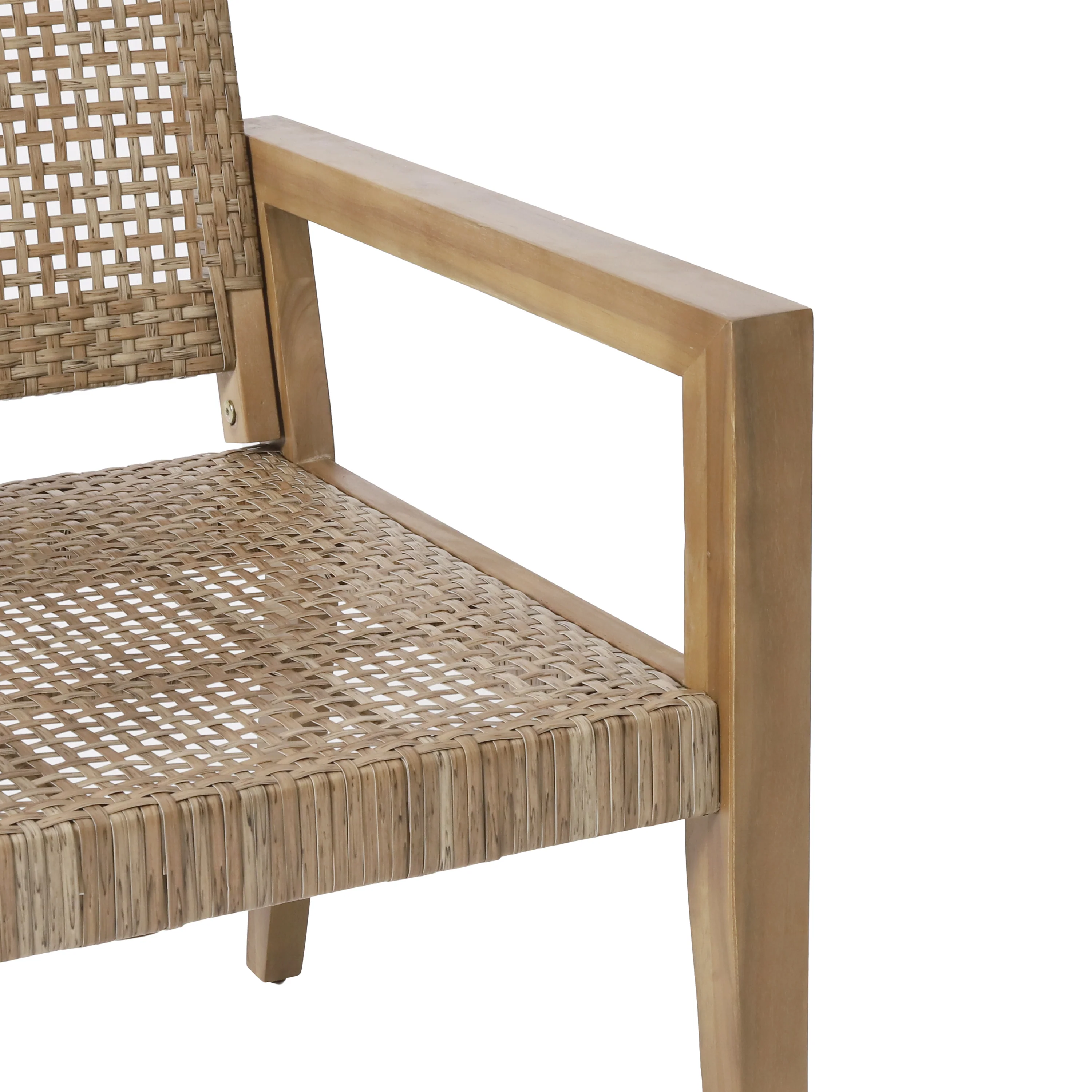Elmcrest Outdoor Wicker and Acacia Wood Club Chairs, Set of 2, Light Multibrown and Light Brown - furnishings