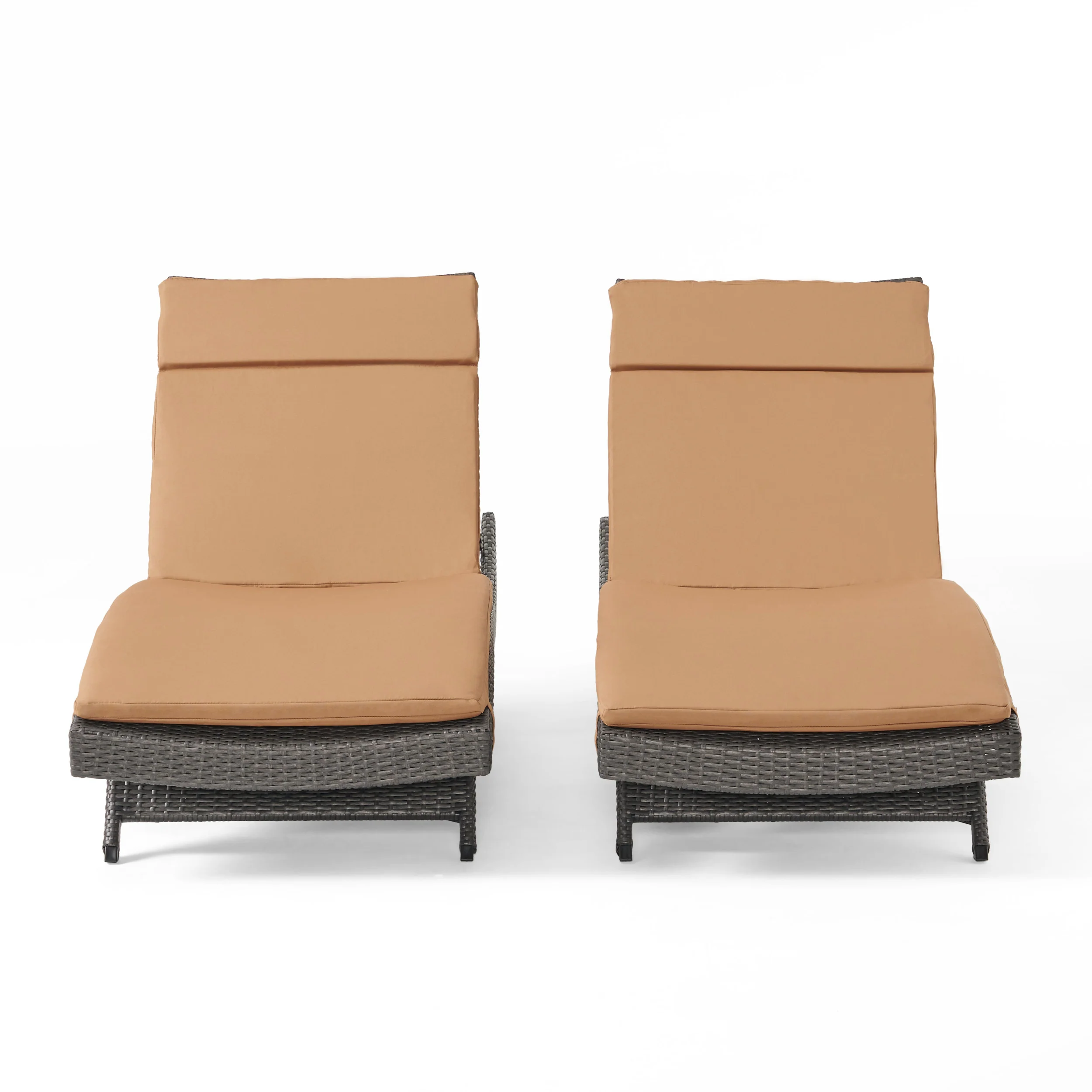 Nassau Outdoor Grey Wicker Adjustable Chaise Lounge with Cushion (Set of 2) - furnishings