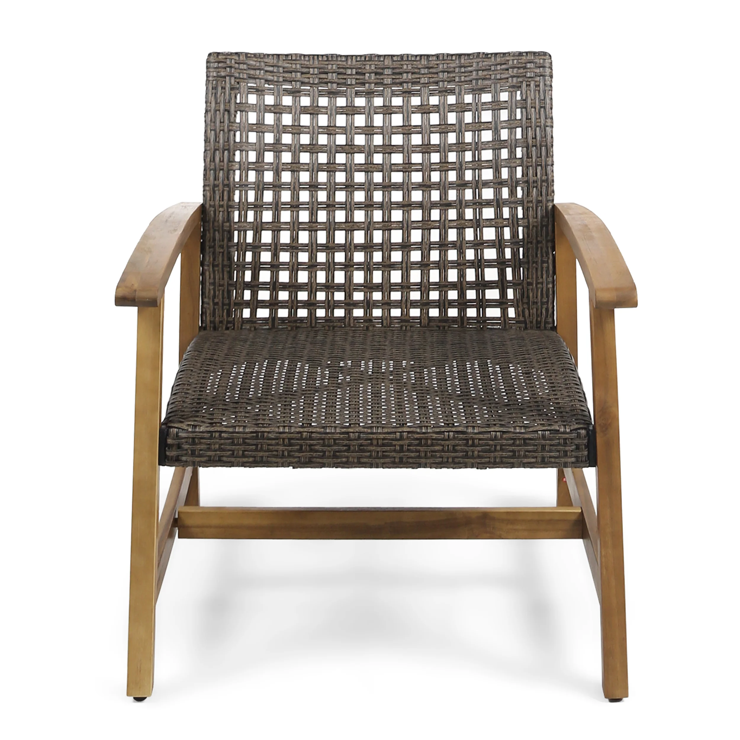 Rachel Outdoor 6 Piece Wood and Wicker Chat Set with Fire Pit - furnishings