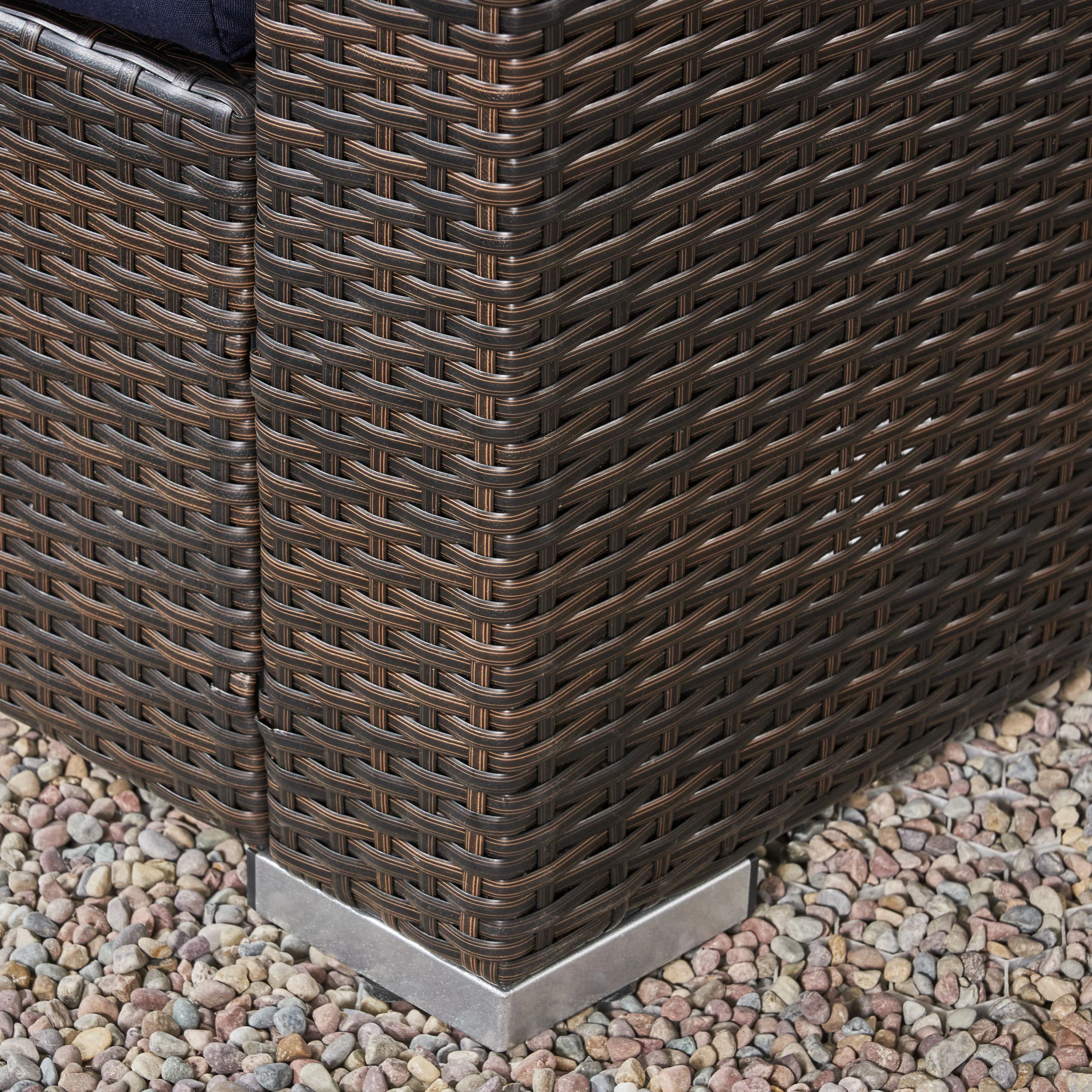 Kyra Outdoor 5 Seater Wicker Sectional Sofa Set with Storage Ottoman and Sunbrella Cushions - furnishings