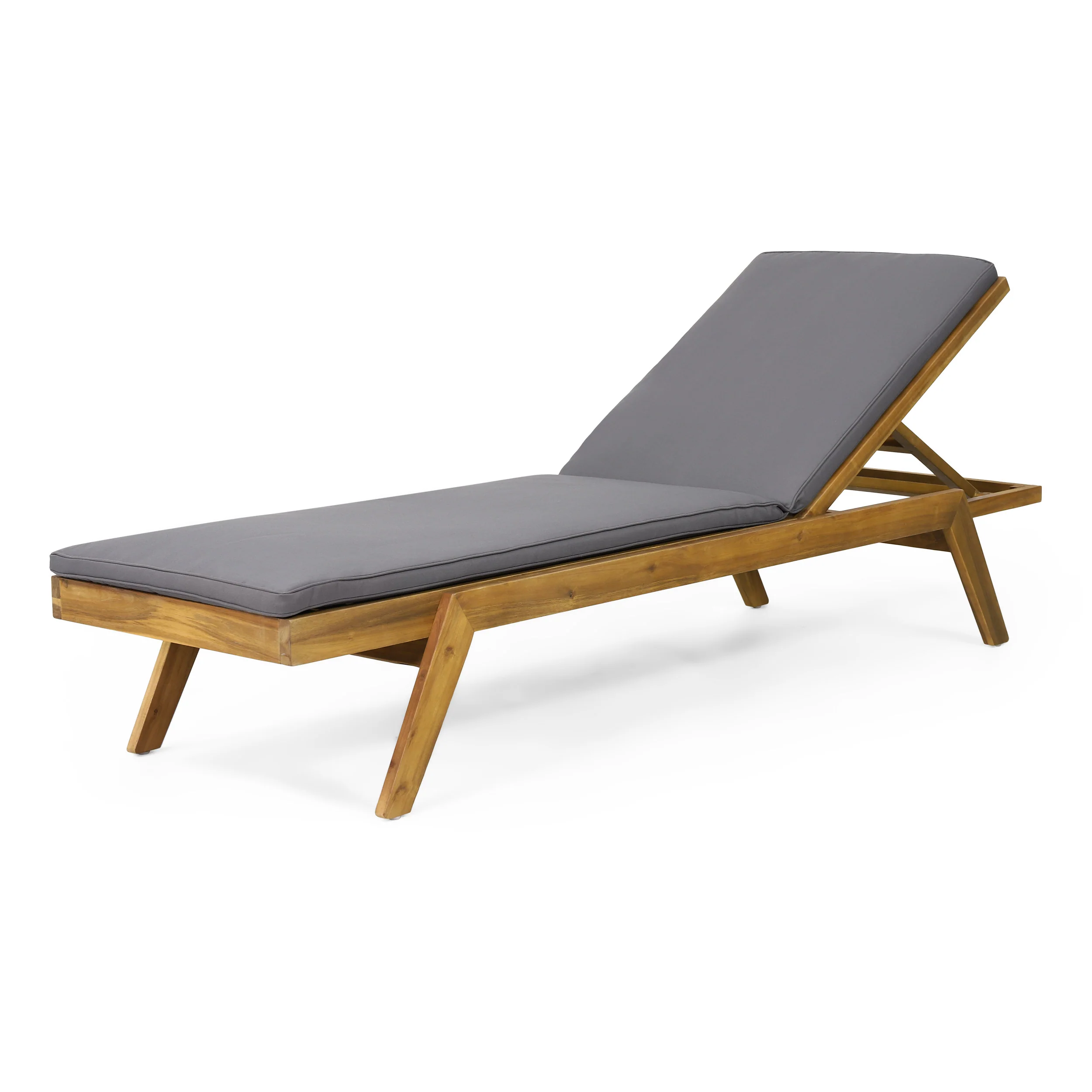 Larimore Outdoor Acacia Wood Chaise Lounge with Water Resistant Cushions, Set of 4 - furnishings