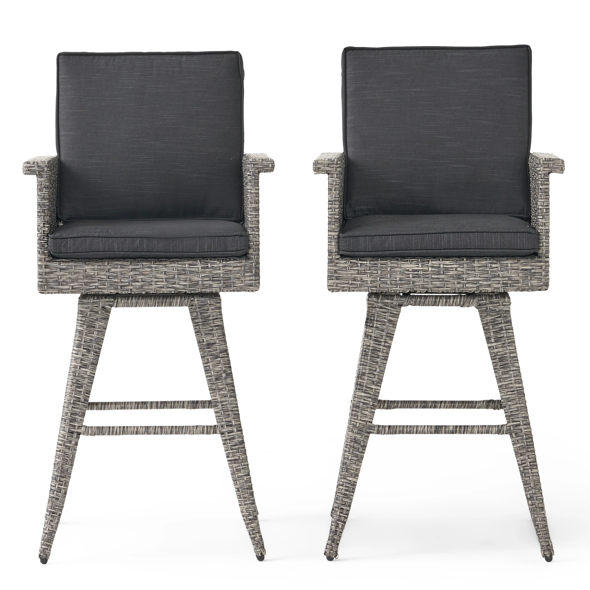 Budva 30-Inch Outdoor Gray Wicker Barstool (set of 2) - furnishings