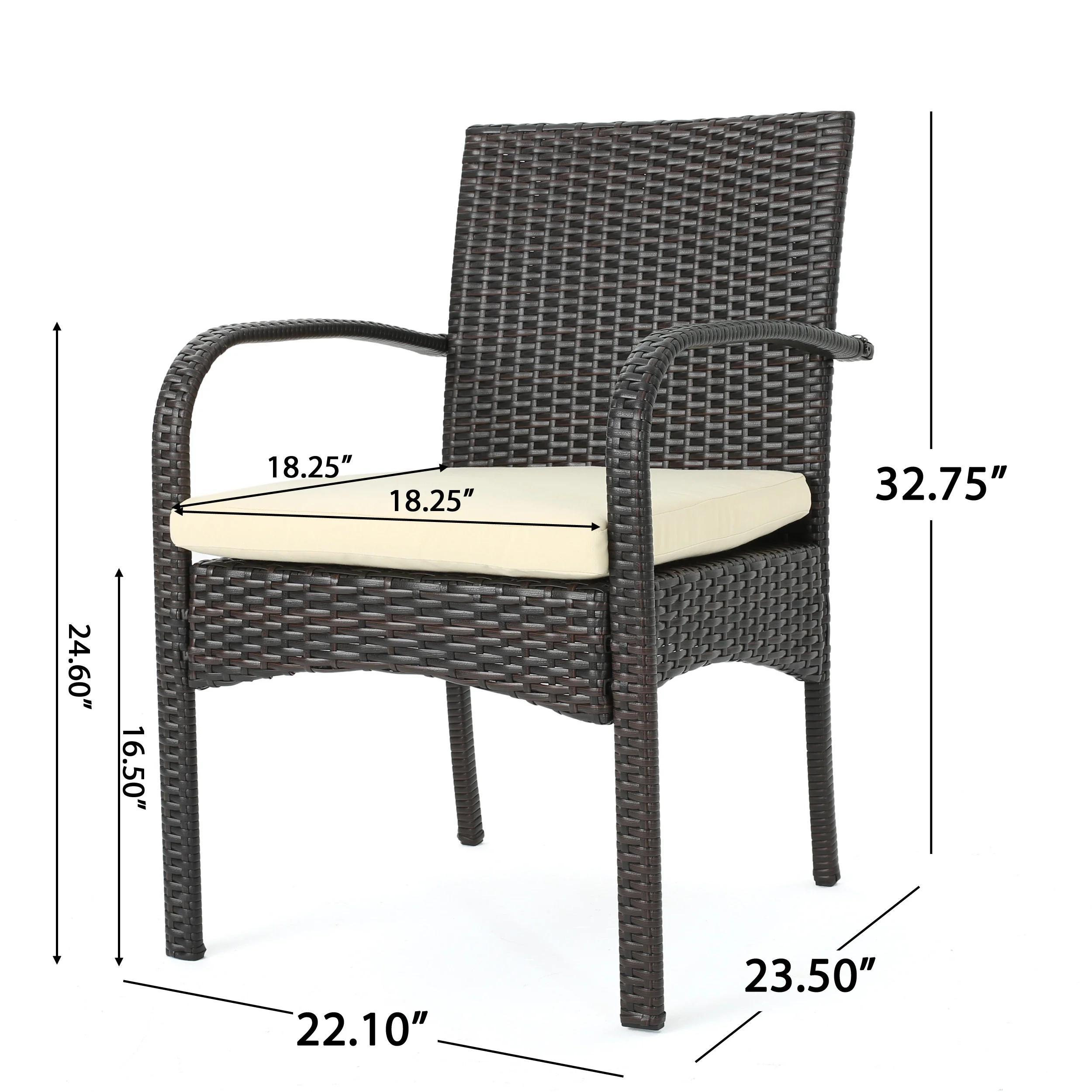 Meeker Outdoor 3-piece Wicker Bistro Set with Cushions - furnishings