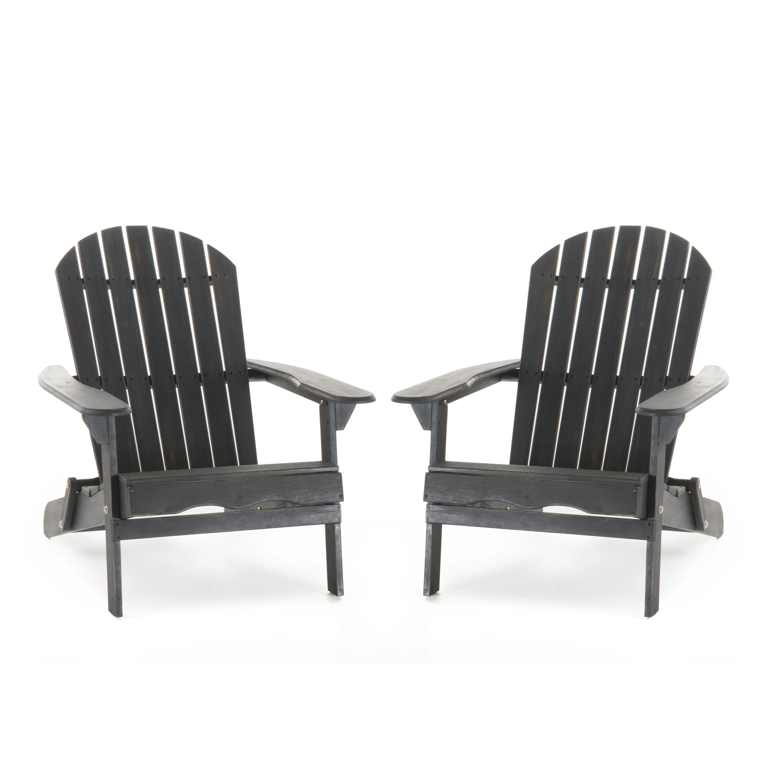 Hillary Dark Gray Acacia Wood Folding Adirondack Chair - furnishings