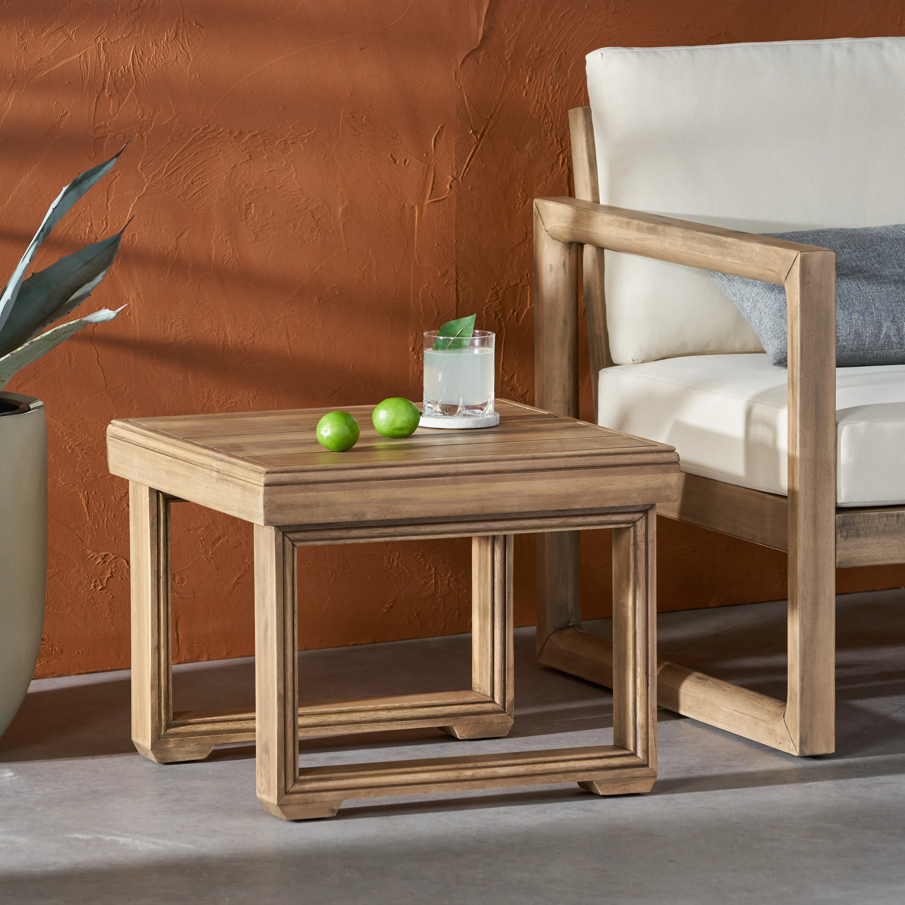 Andrae Outdoor Acacia Wood Side Table - furnishings