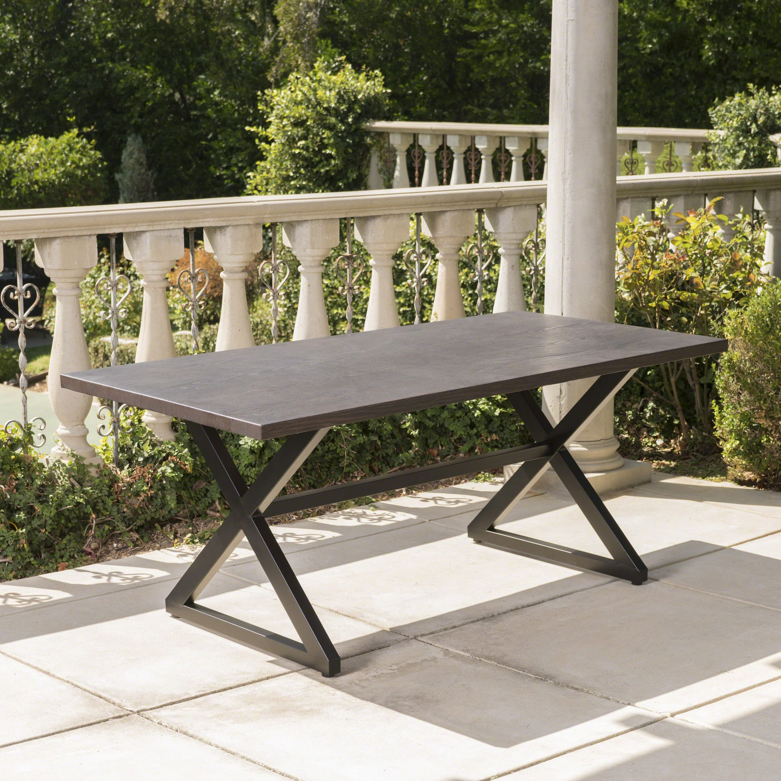 Rosarito Outdoor Aluminum Dining Table with Black Steel Frame - furnishings