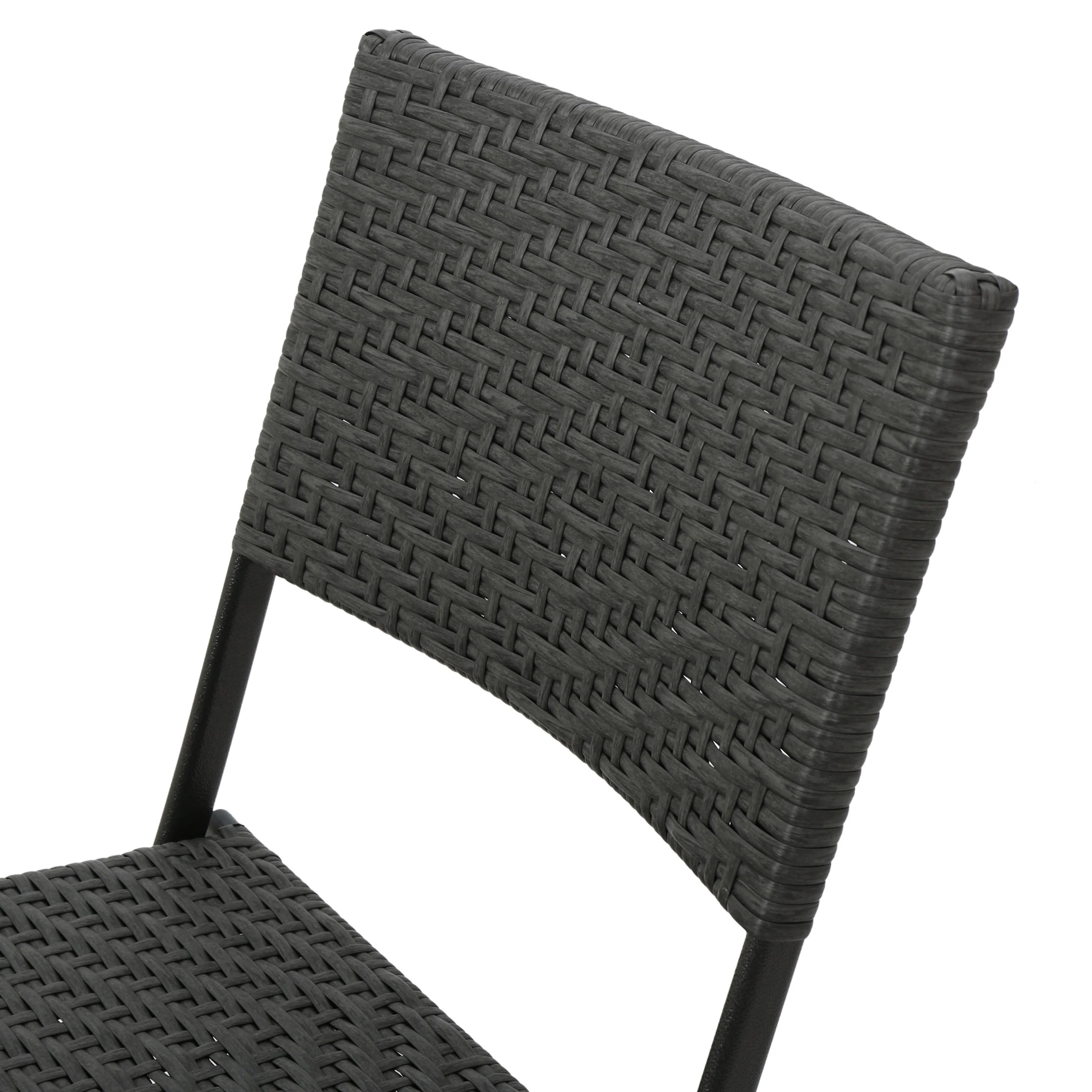 Moreton Outdoor 3-Piece Gray Wicker Folding Bistro Set With Aquatex Glass Top - furnishings