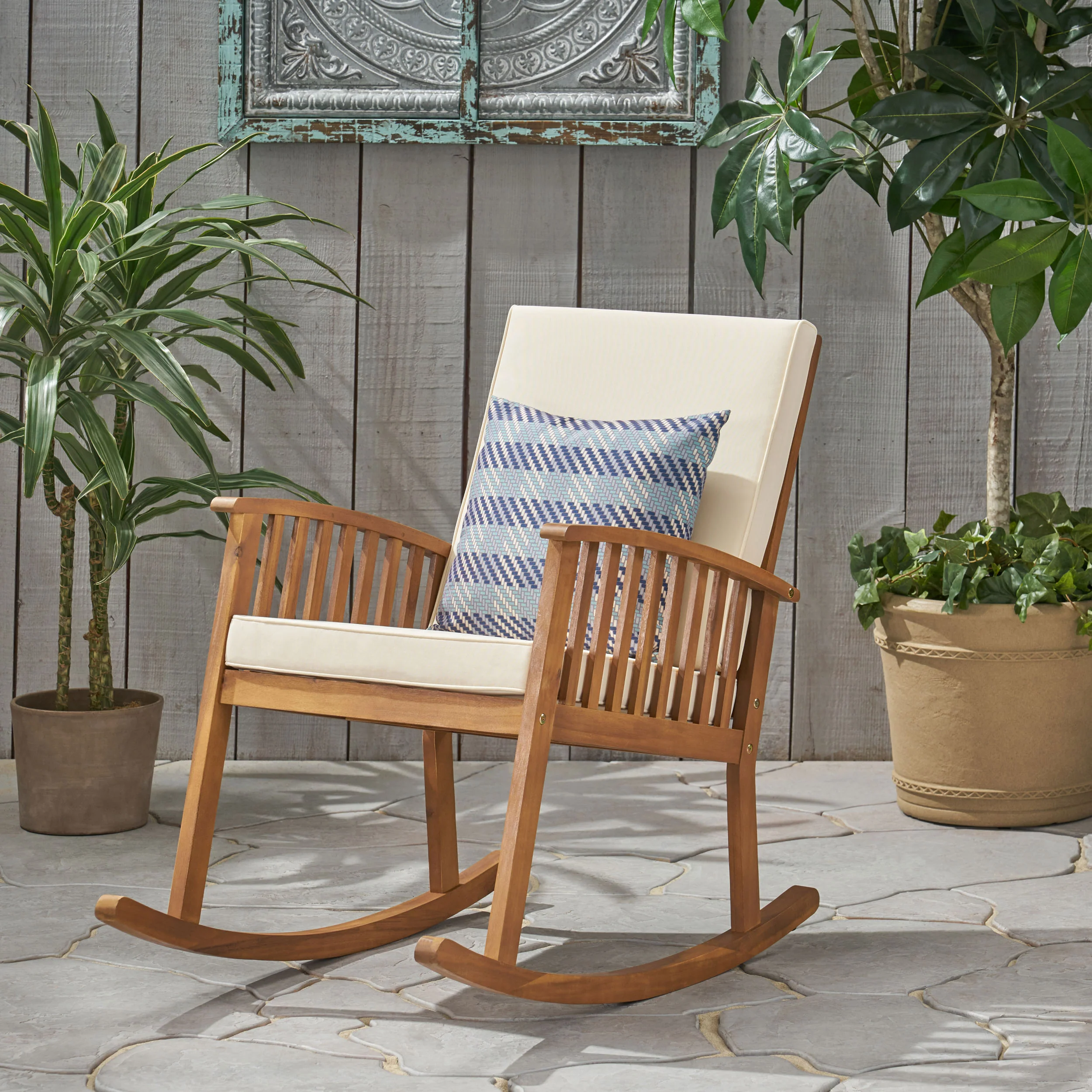 Audrey Outdoor Acacia Wood Rocking Chair - furnishings