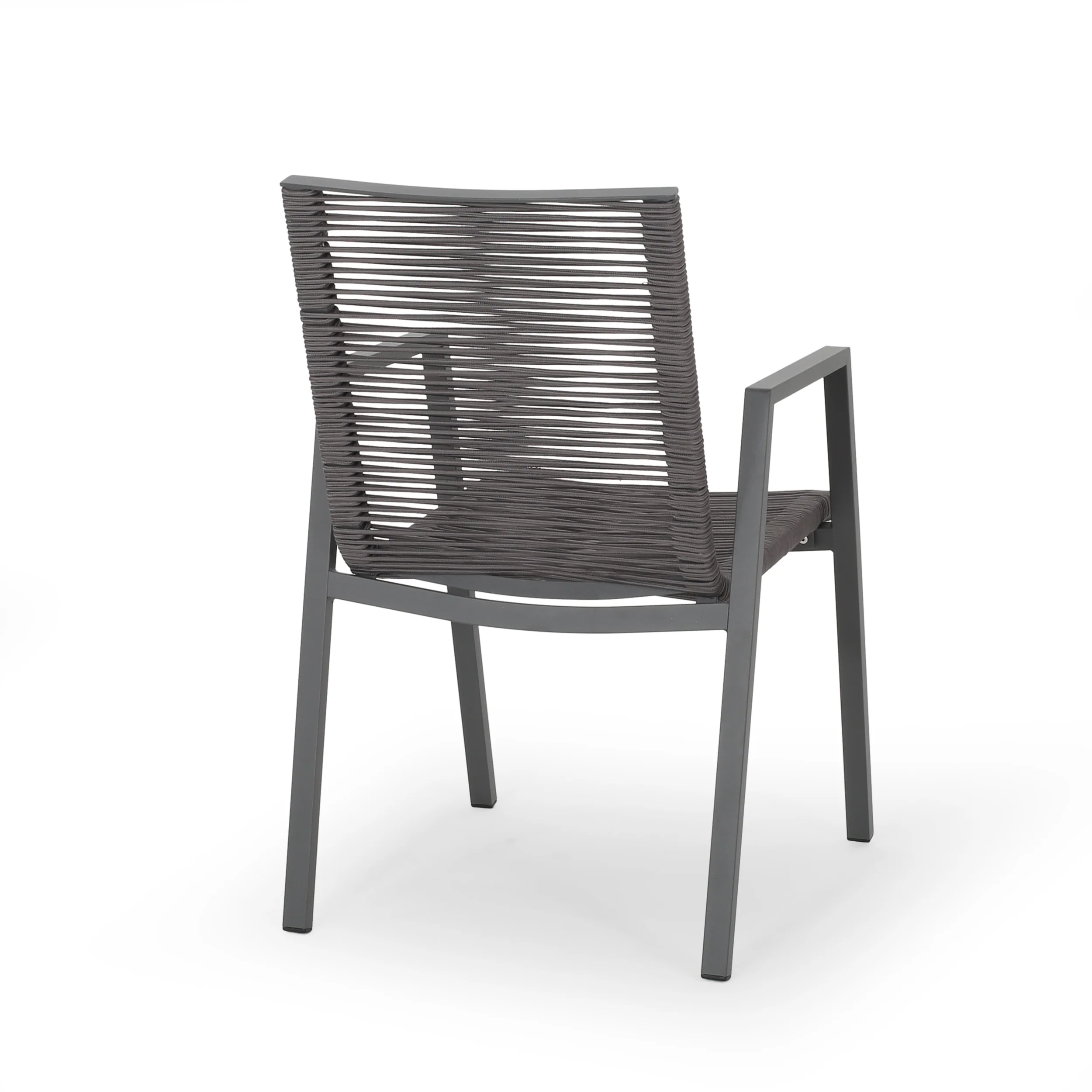 Kalli Outdoor Modern Aluminum Dining Chair with Rope Seat (Set of 2) - furnishings