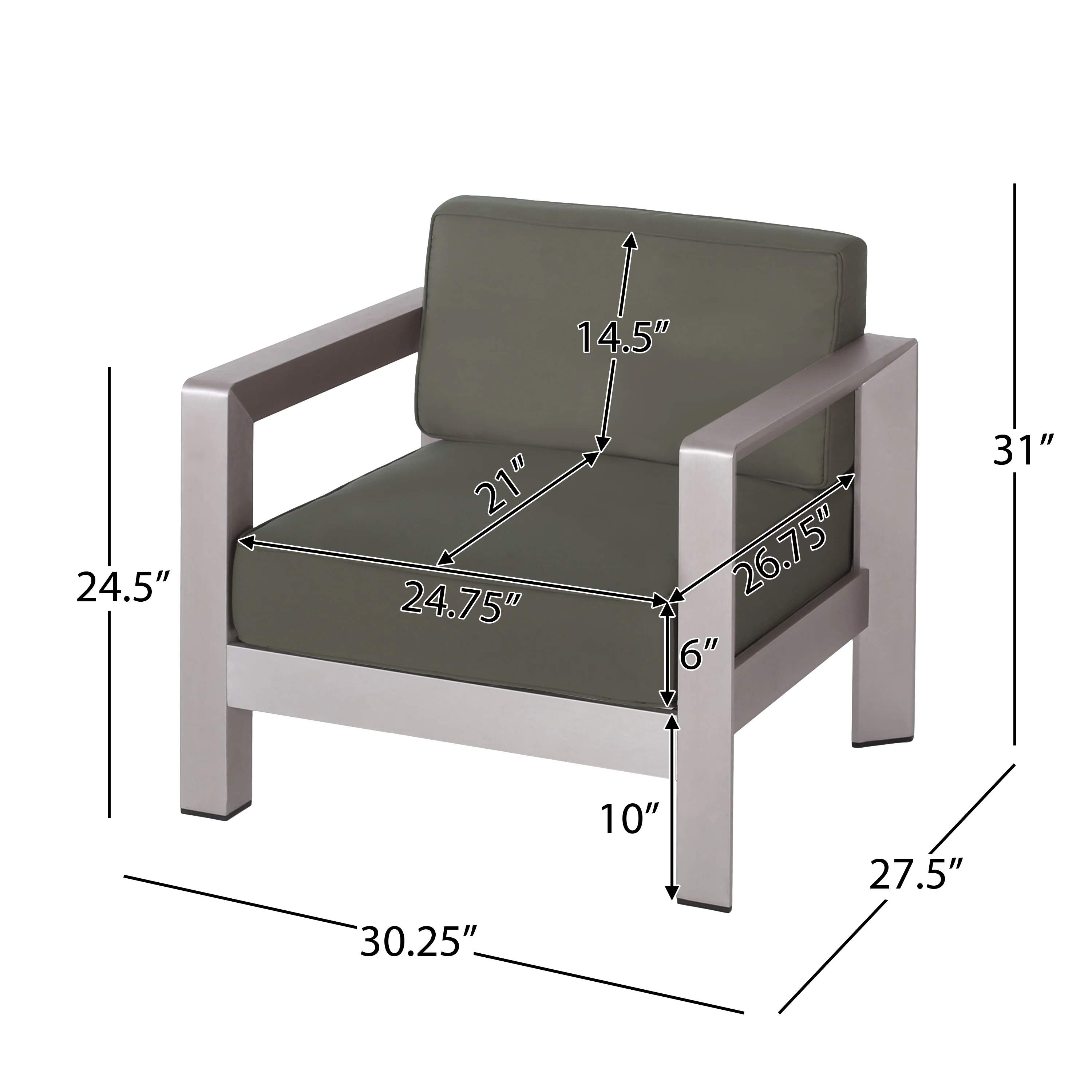 Booth Outdoor Aluminum Club Chairs - furnishings