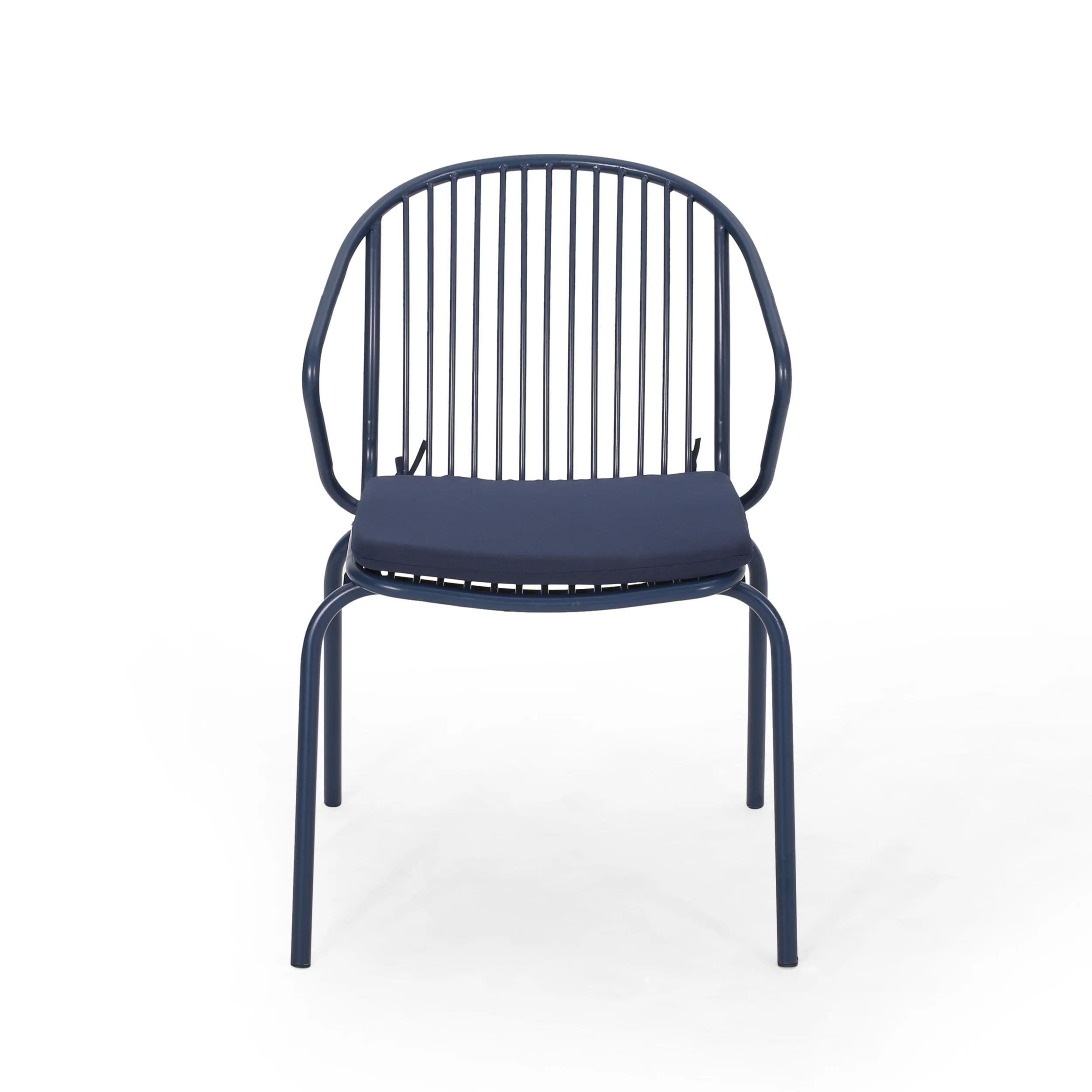 Emily Outdoor Modern Iron Club Chair with Cushion (Set of 2) - furnishings