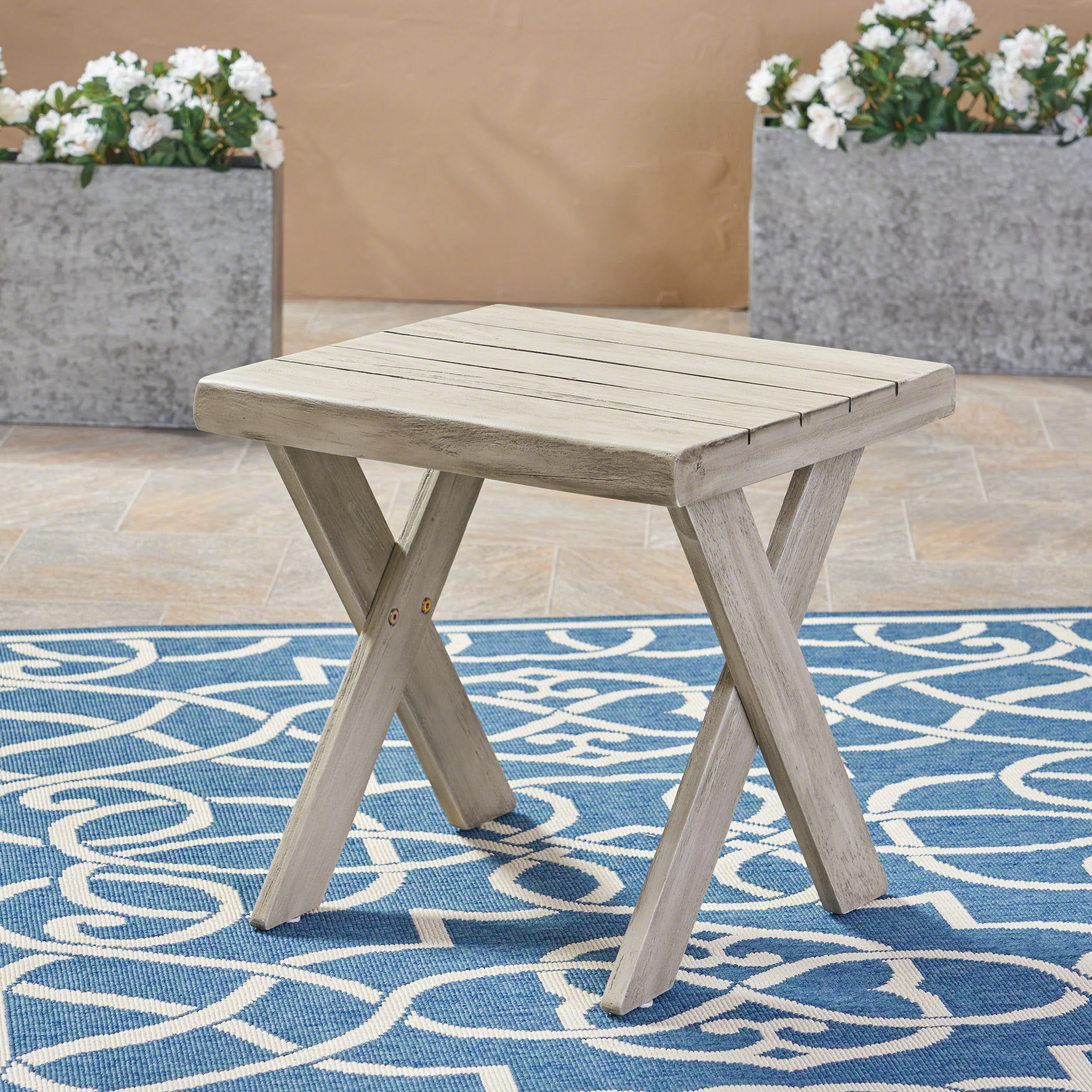 Irene Outdoor Acacia Wood Side Table - furnishings