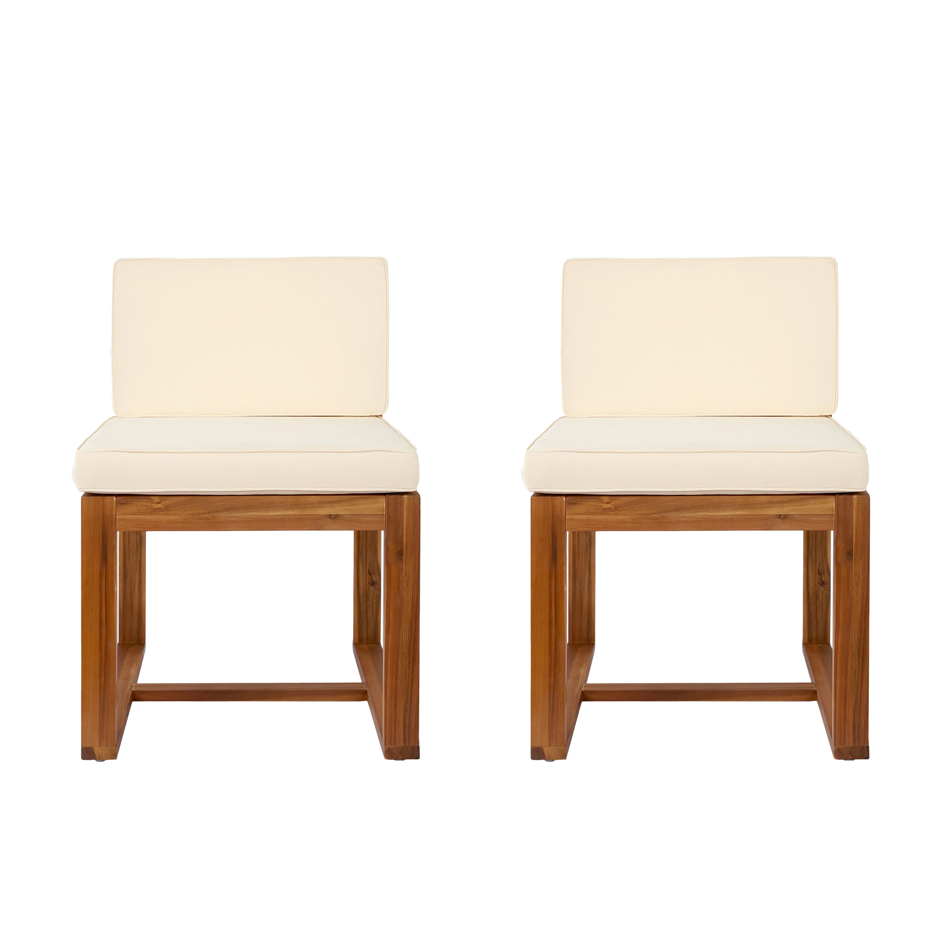 Zephyra Modern Outdoor Patio Acacia Wood Dining Chairs with Cushions - furnishings