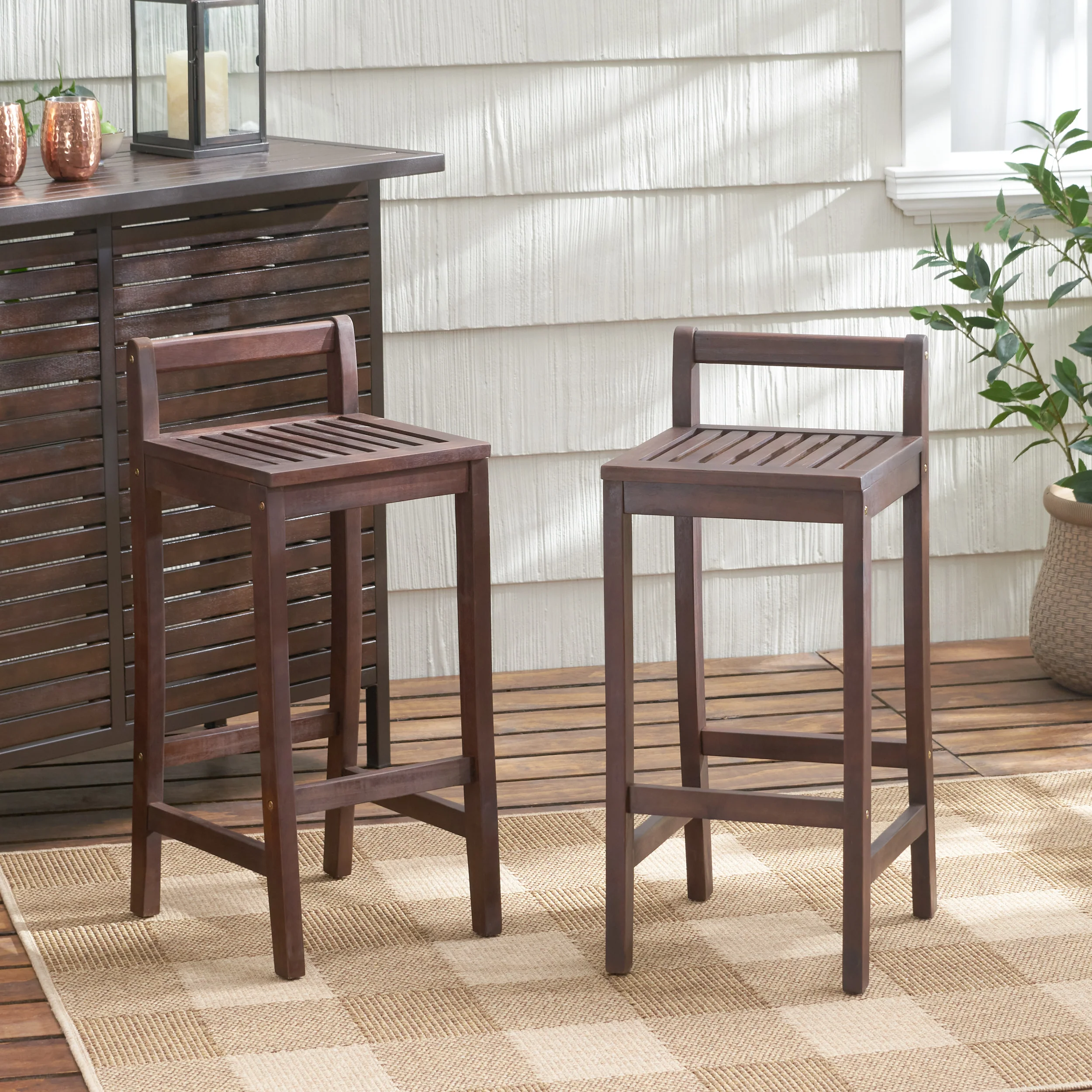 Catrina 30-Inch  Mahogany Stained Wood Bar Stools (Set of 2) - furnishings