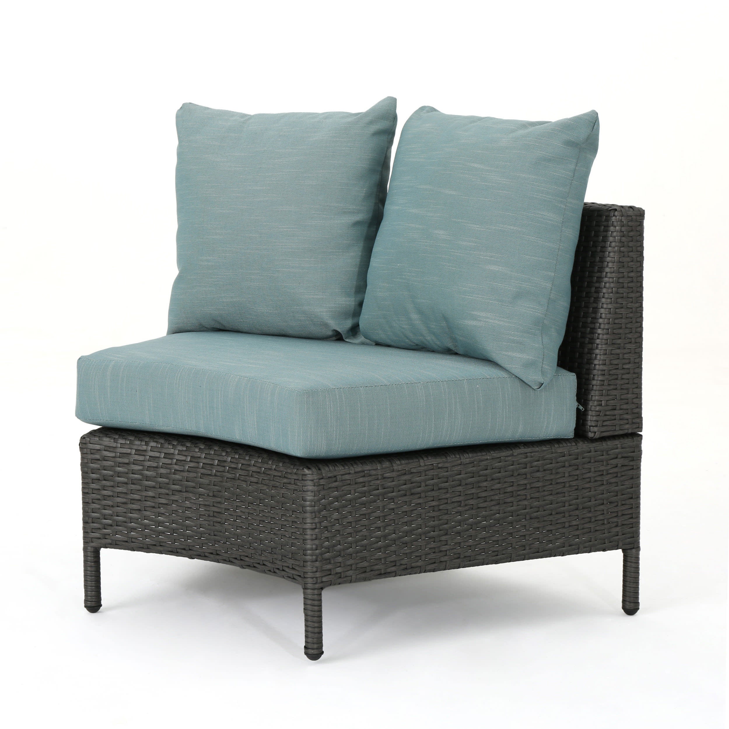 Harper Outdoor Wicker Curved Loveseat Sectional with Cushions - furnishings