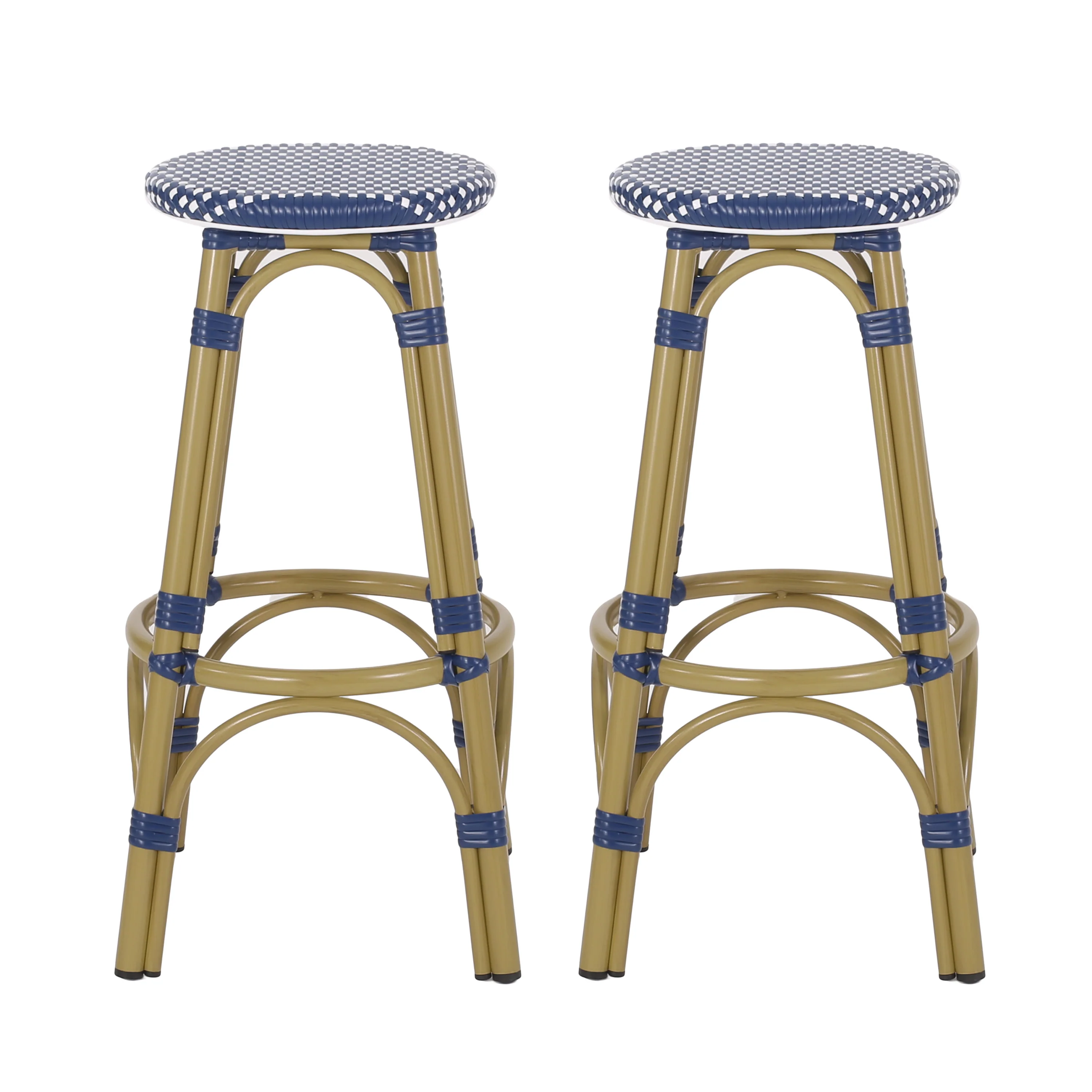 Dohney Outdoor French Aluminum 29.5 Inch Barstools, Set of 2 - furnishings