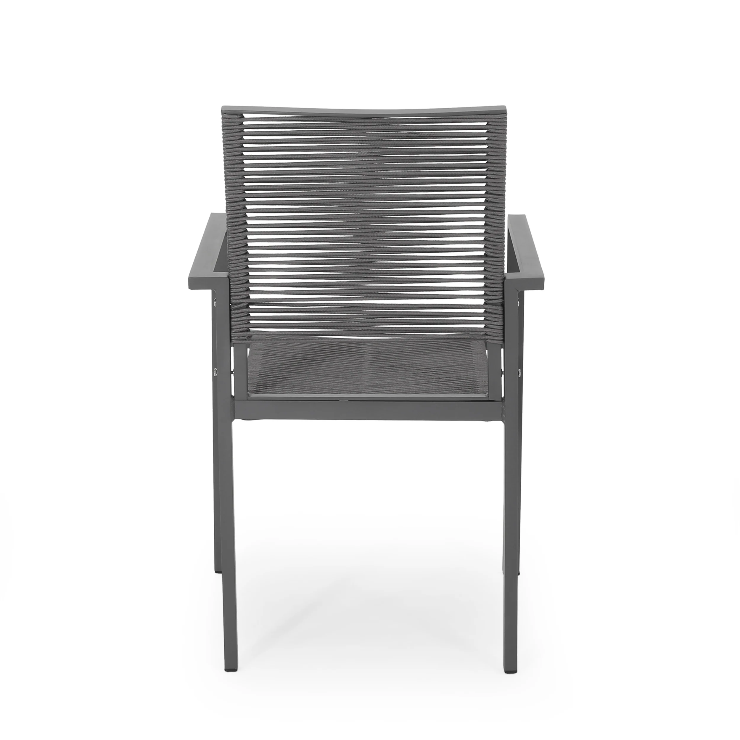 Lillian Outdoor Modern Aluminum Dining Chair with Rope Seat (Set of 2) - furnishings