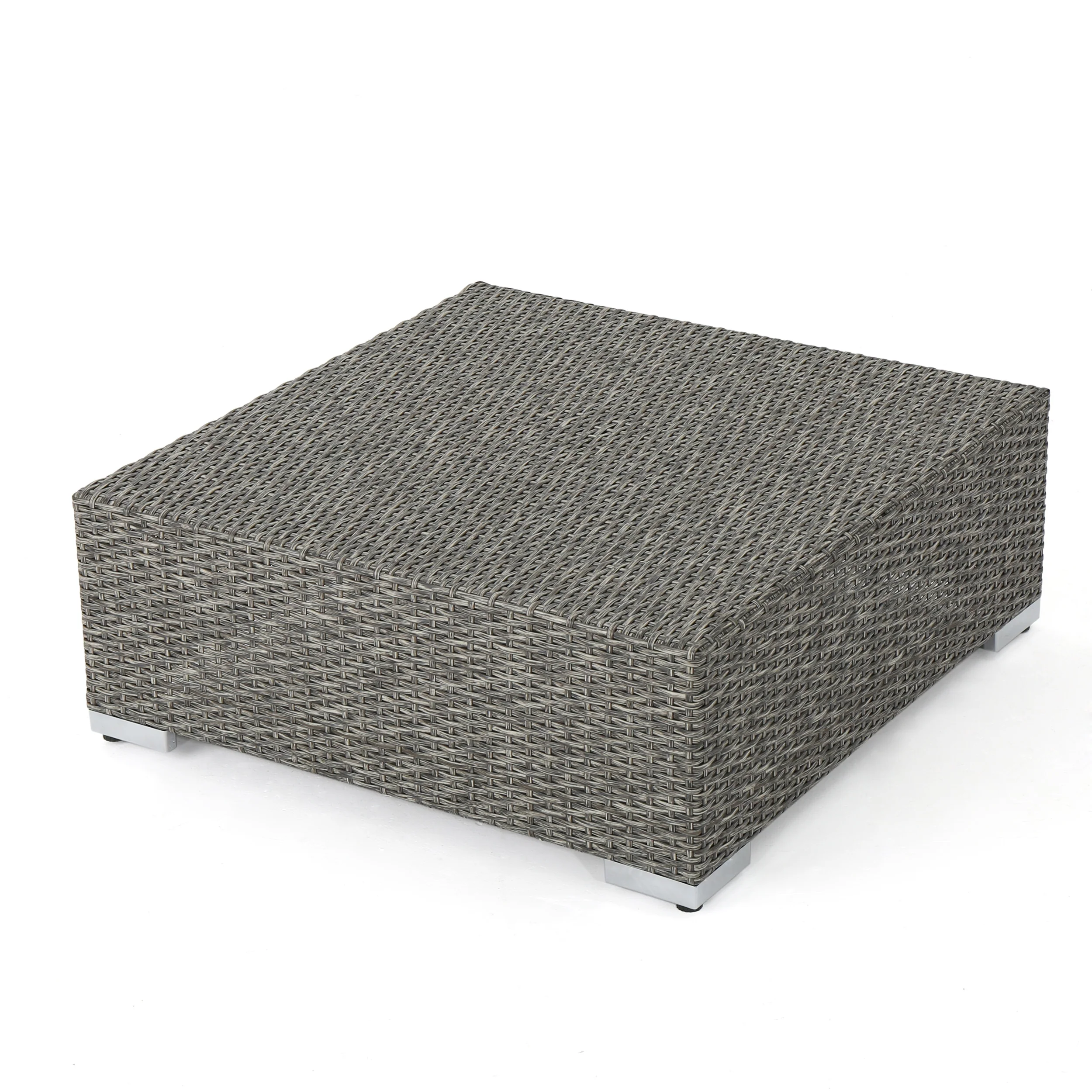 Pueblo Outdoor 7 Seat Wicker V Shaped Sectional Sofa w/ Water Resistant Cushions - furnishings