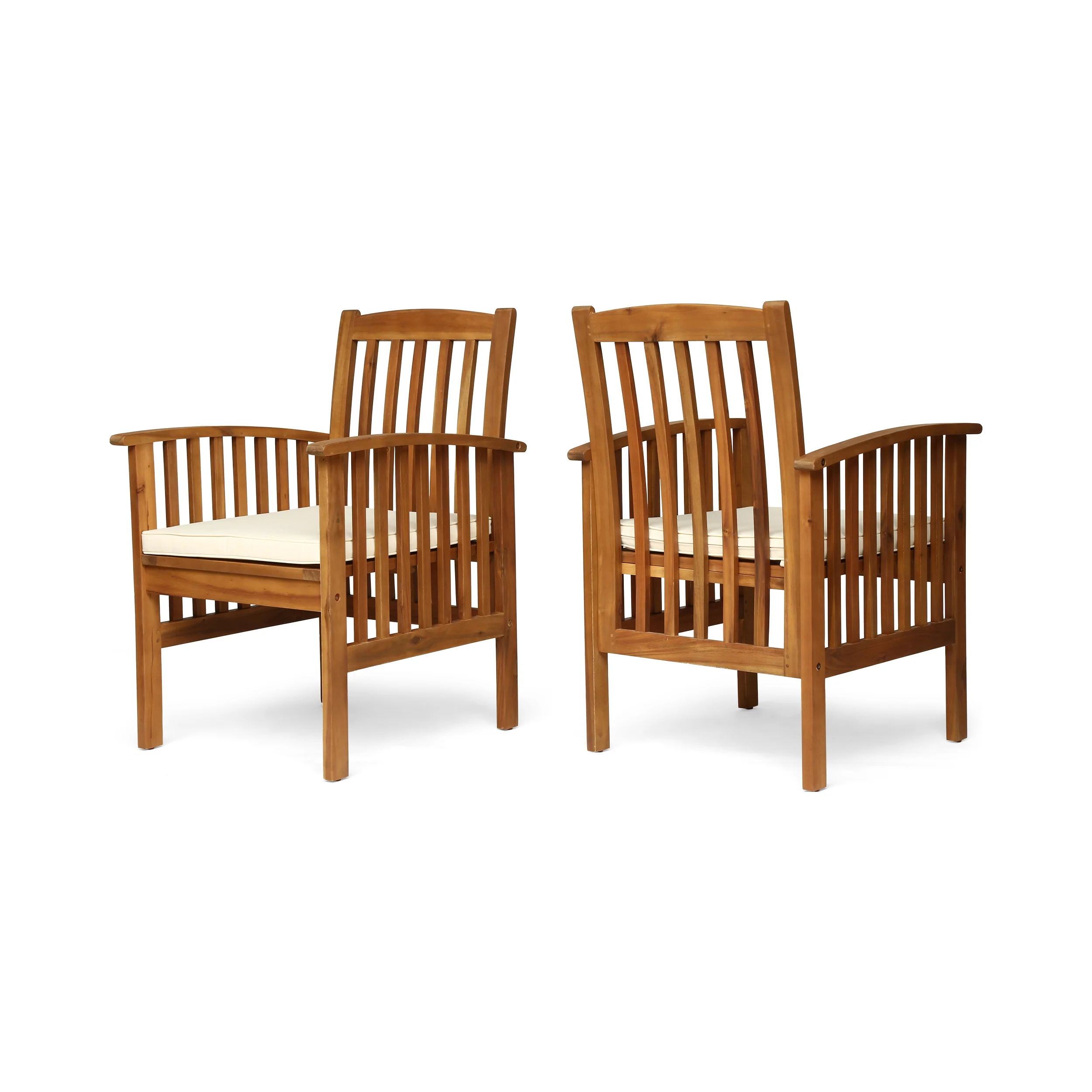 Phoenix Acacia Patio Dining Chairs, Acacia Wood with Outdoor Cushions, (Set of 2) - furnishings