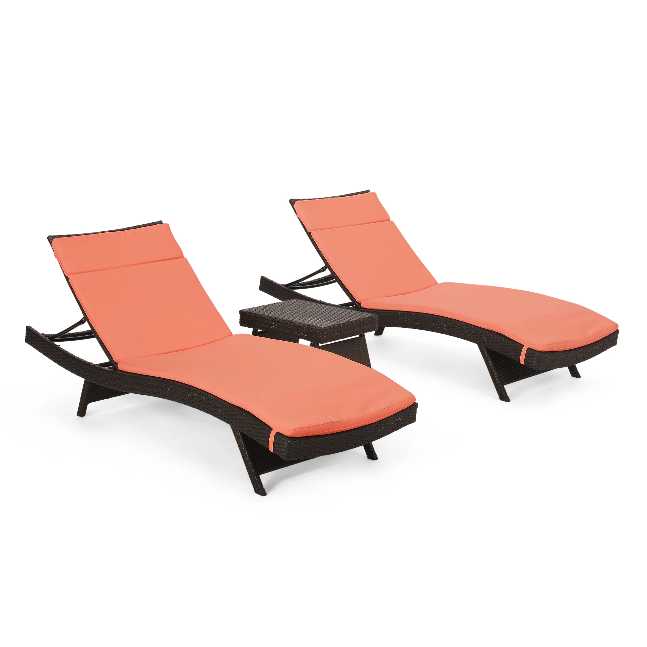 Savana 3 Pc Outdoor Wicker Lounge w/ Water Resistant Cushions & Coffee Table - furnishings