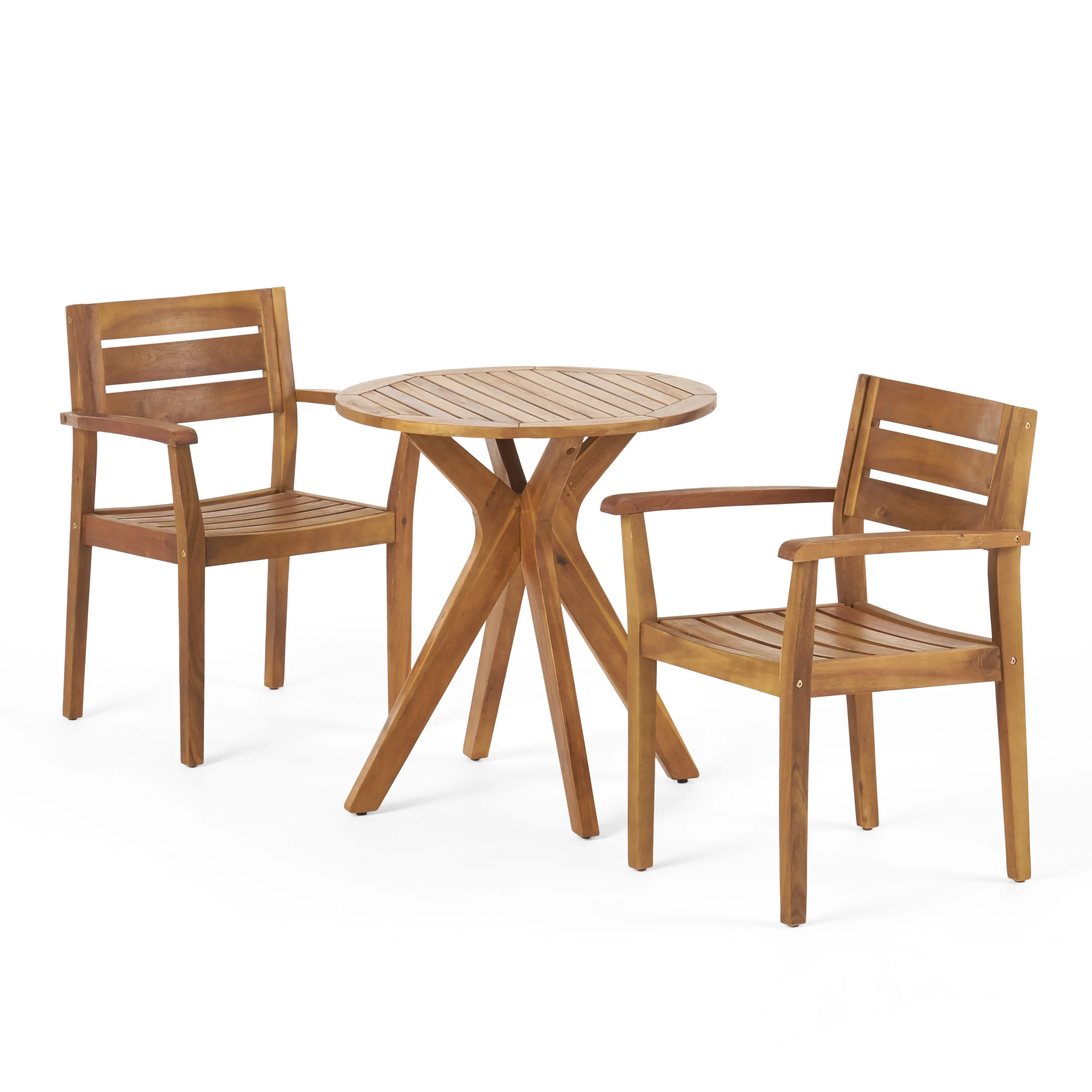 Stanford Outdoor 3 Piece Acacia Wood Bistro Set - furnishings