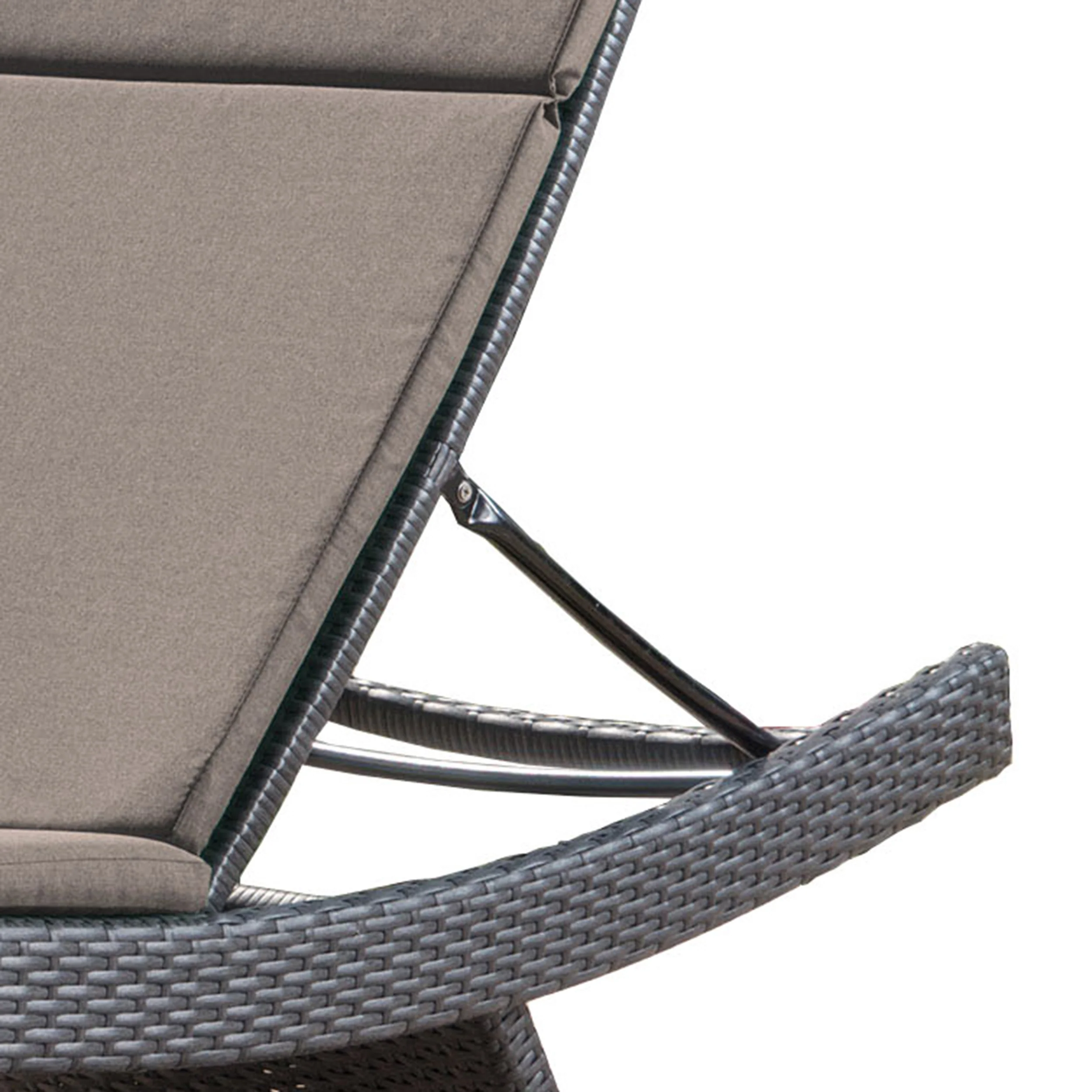 Nassau Outdoor Grey Wicker Adjustable Chaise Lounge with Cushion - furnishings