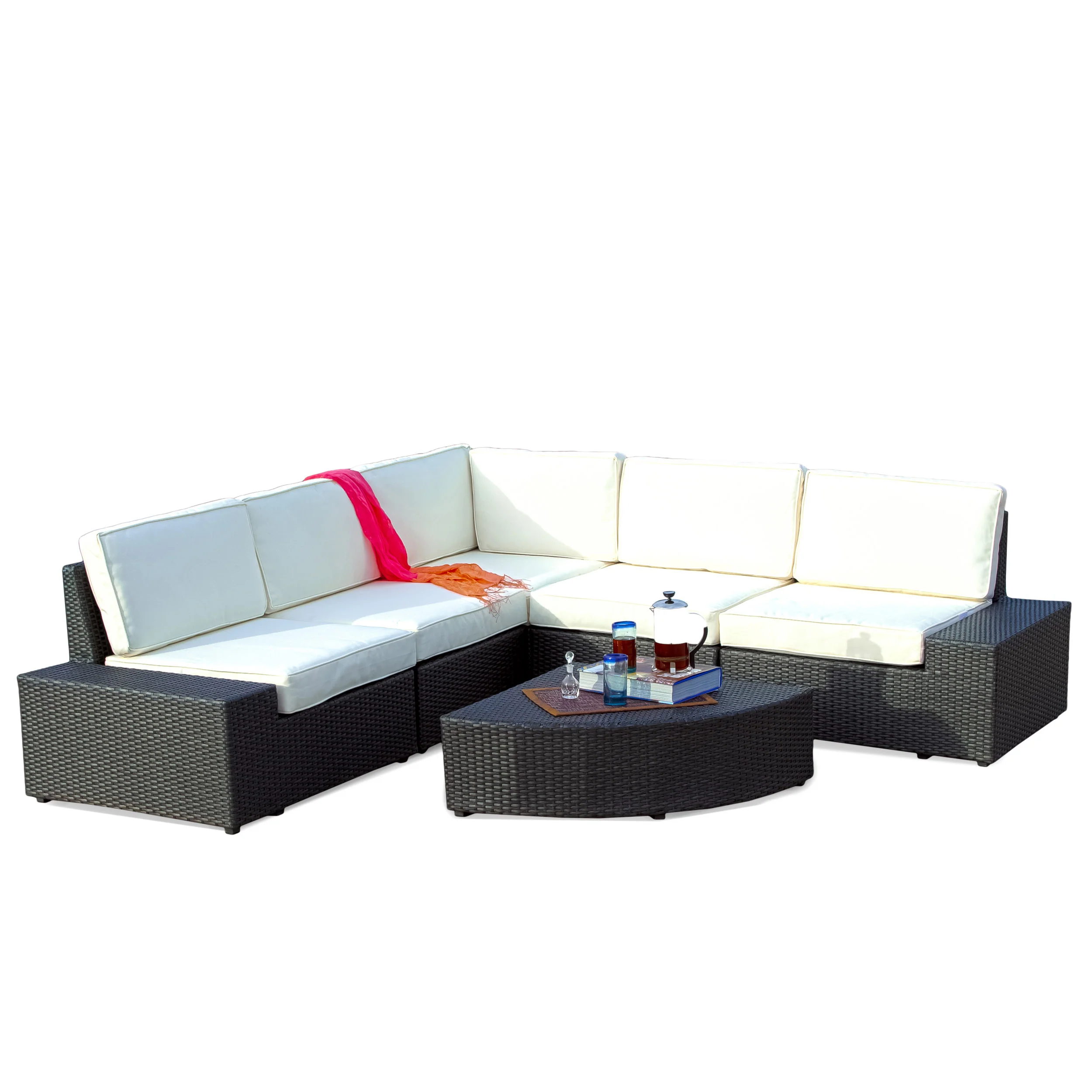 Reddington 6pc Outdoor Grey Wicker Sectional Set - furnishings
