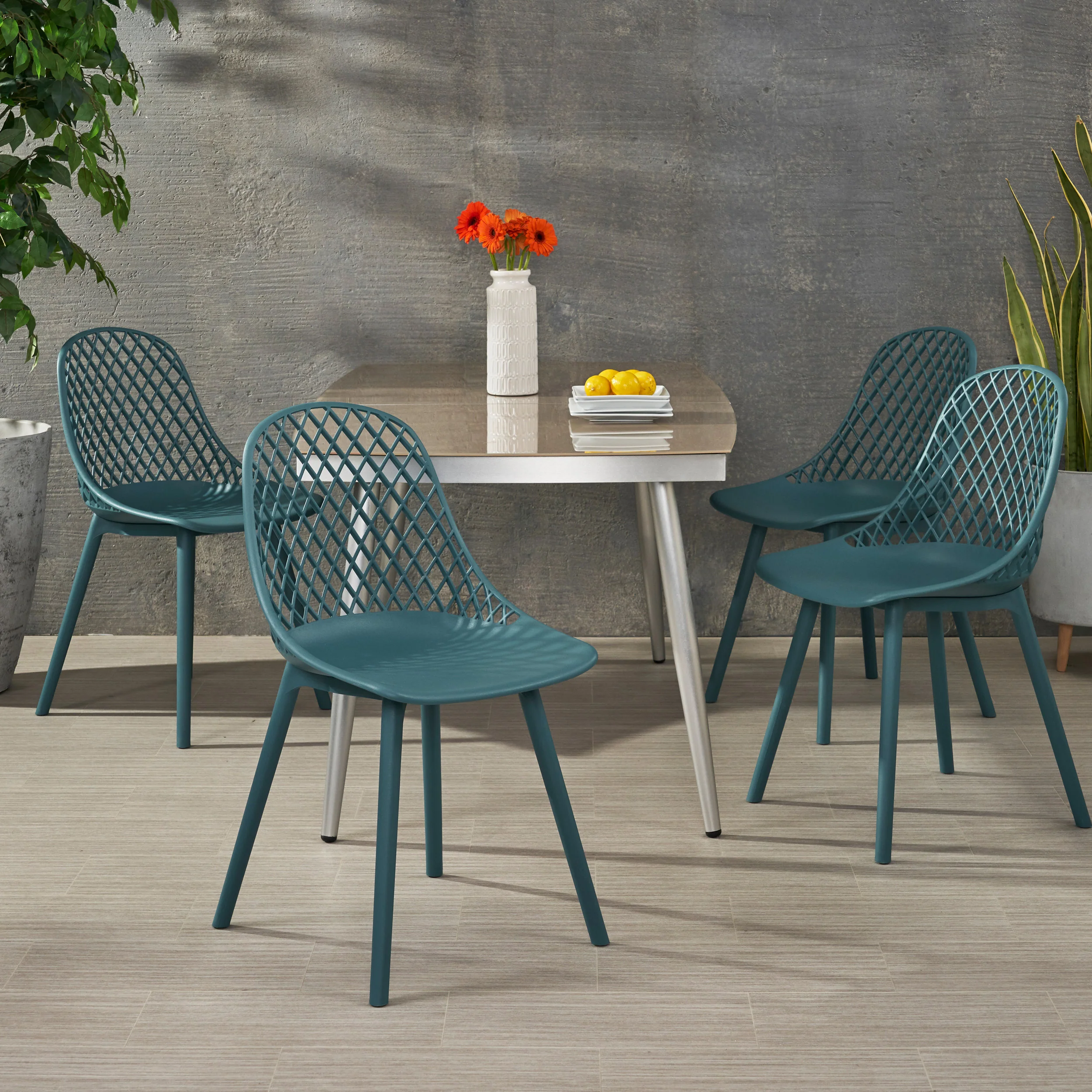 Lucy Outdoor Modern Dining Chair (Set of 4) - furnishings