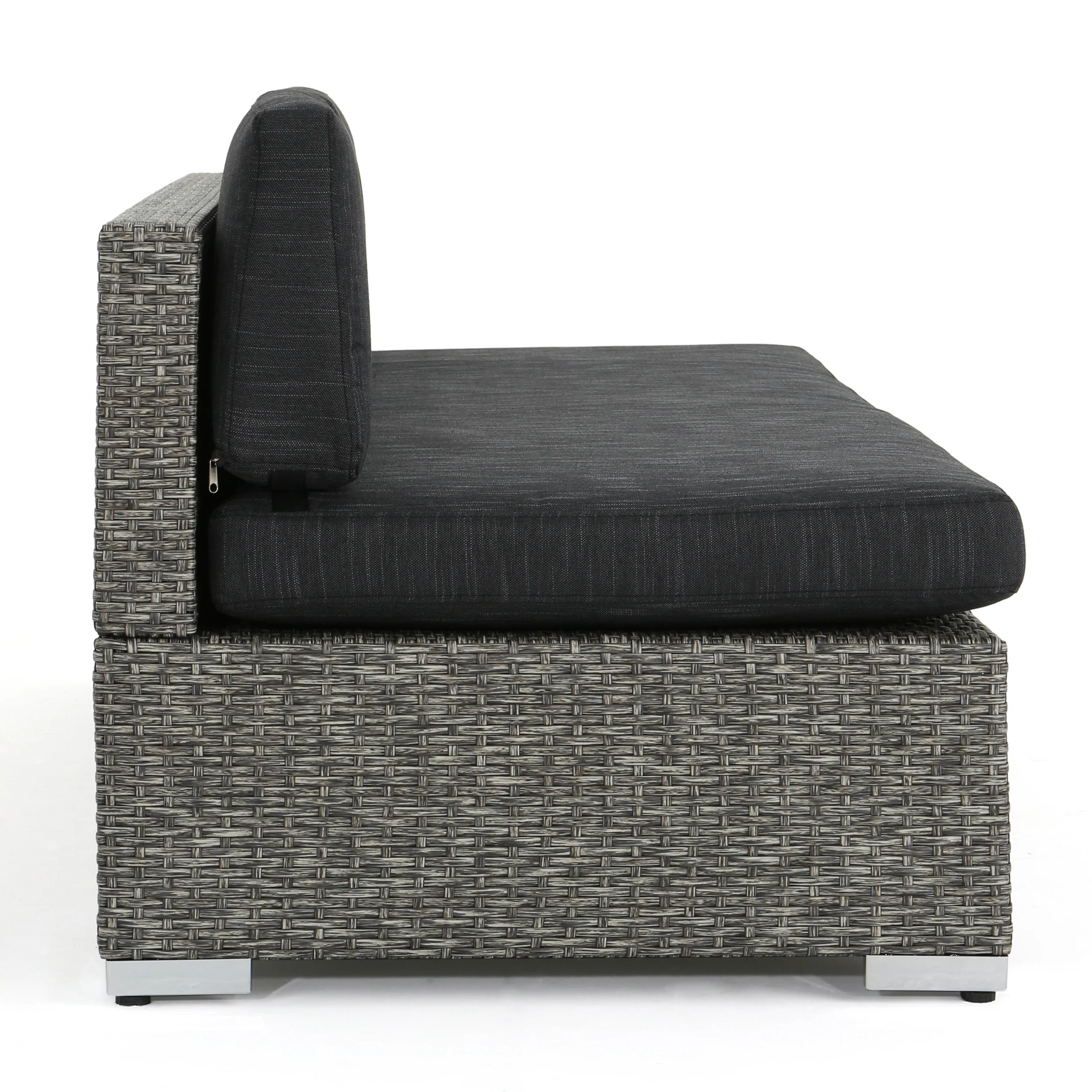 Stuart Outdoor 3 Seater Wicker Right Sofa, Mixed Black with Dark Grey Cushions - furnishings