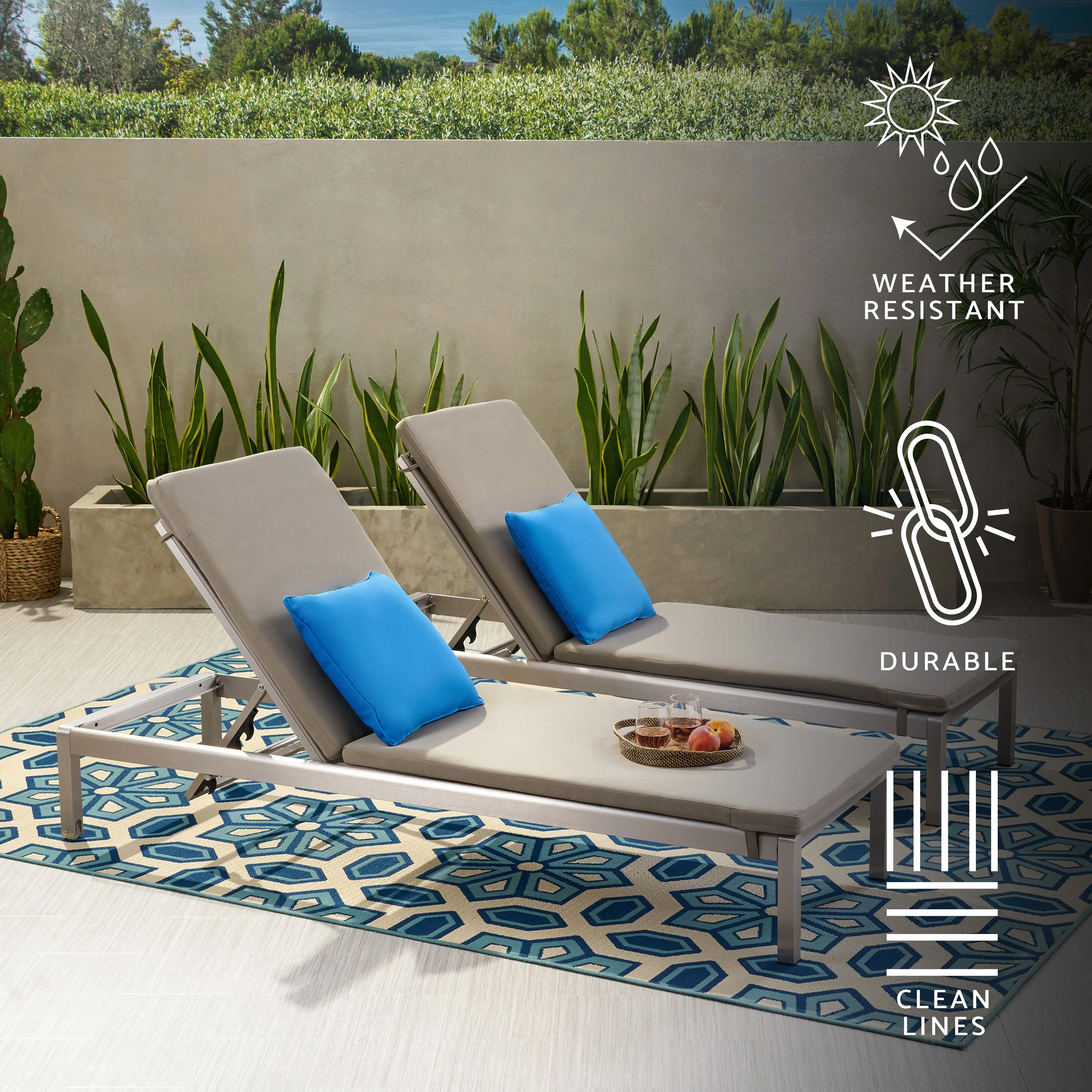 Cherie Modern Outdoor Adjustable Chaise Lounge with Cushion - furnishings