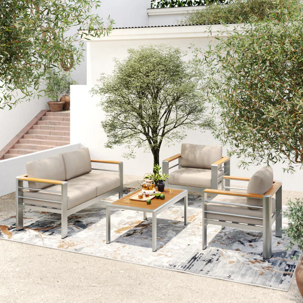 Elioo Outdoor Chat Set with 2x Club Chair Loveseat & coffe table - furnishings