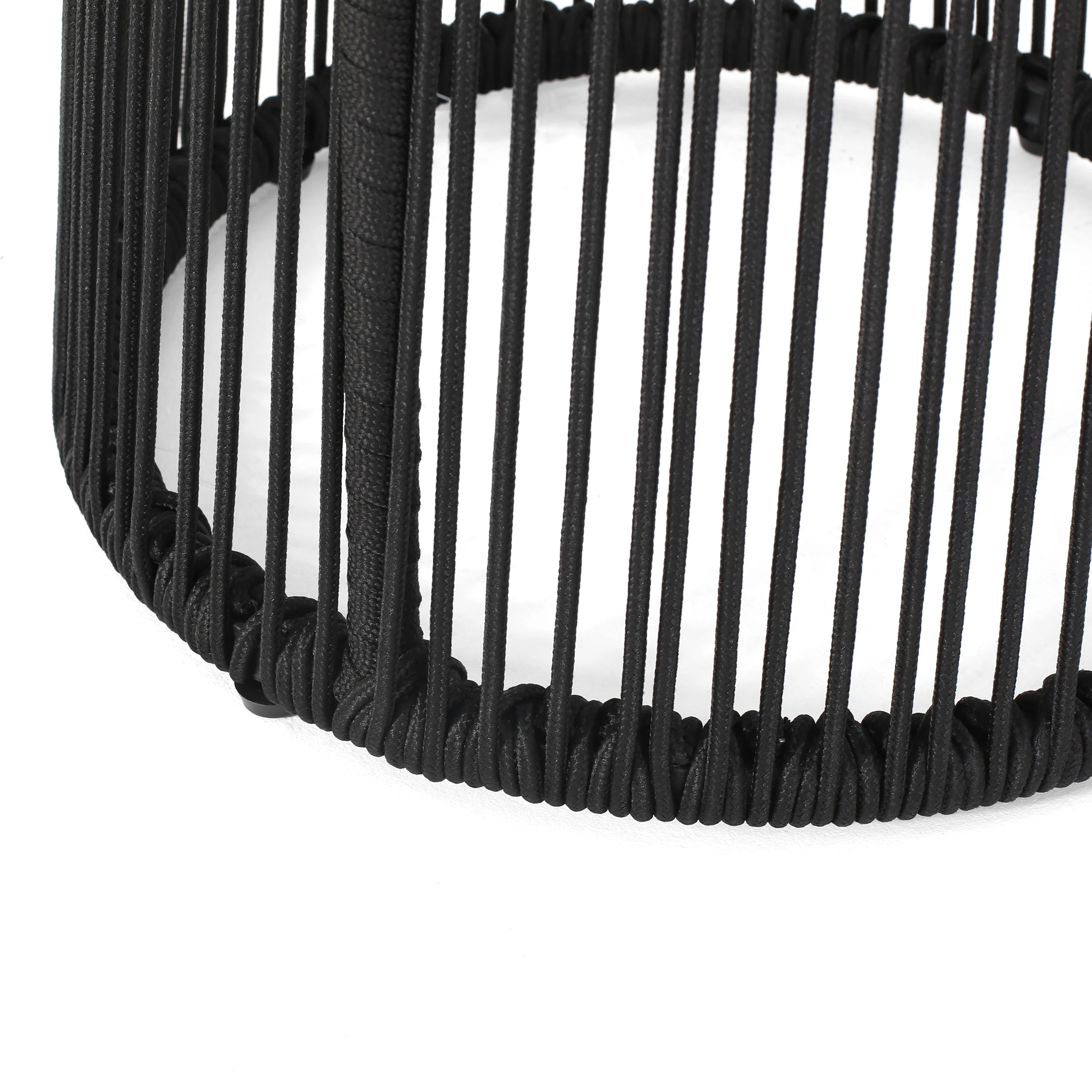 Laycee Modern Outdoor Rope Weave Side Table with Tempered Glass Top - furnishings