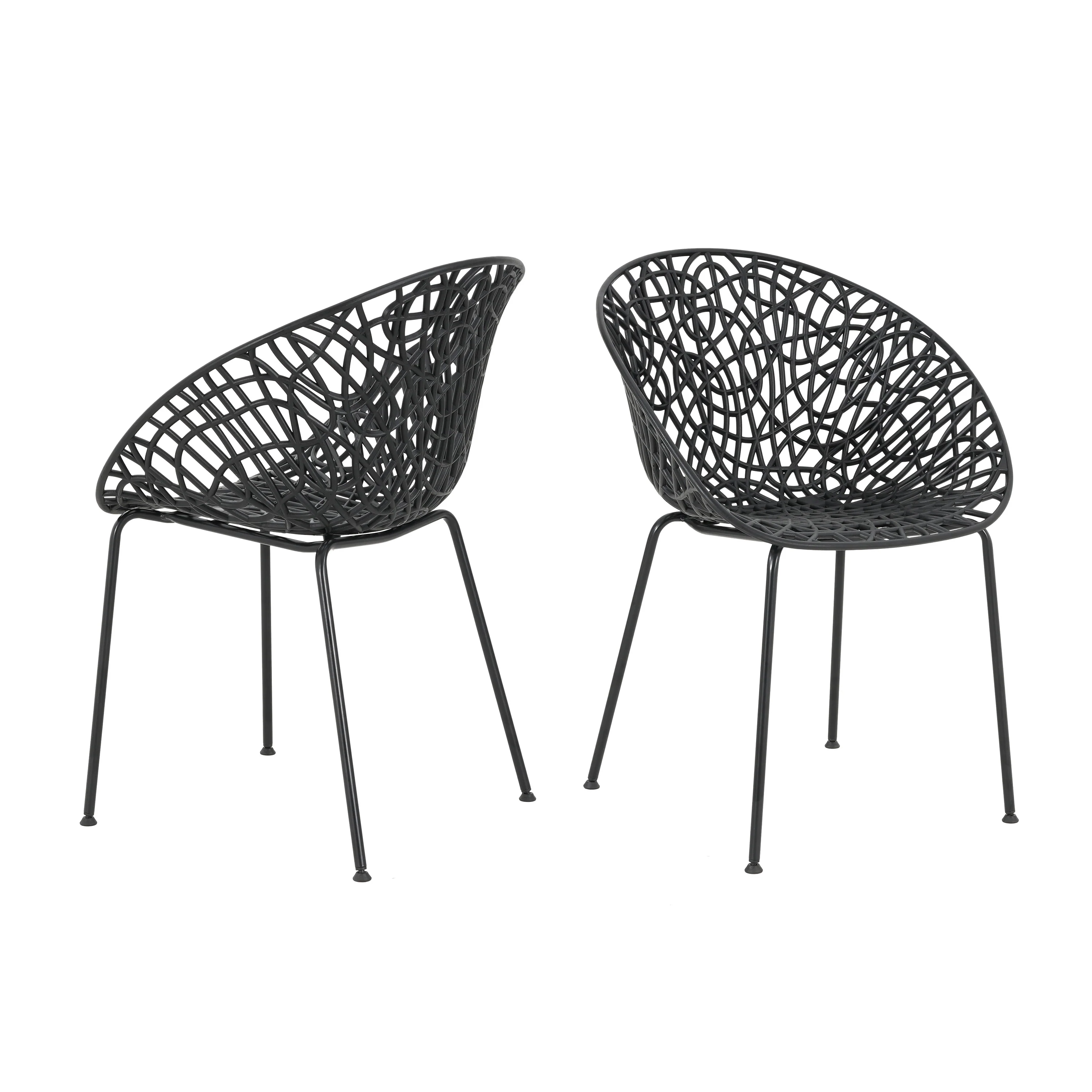 Dahliae Outdoor Patio Dining Chairs, Iron & Plastic, Set of 2 - furnishings