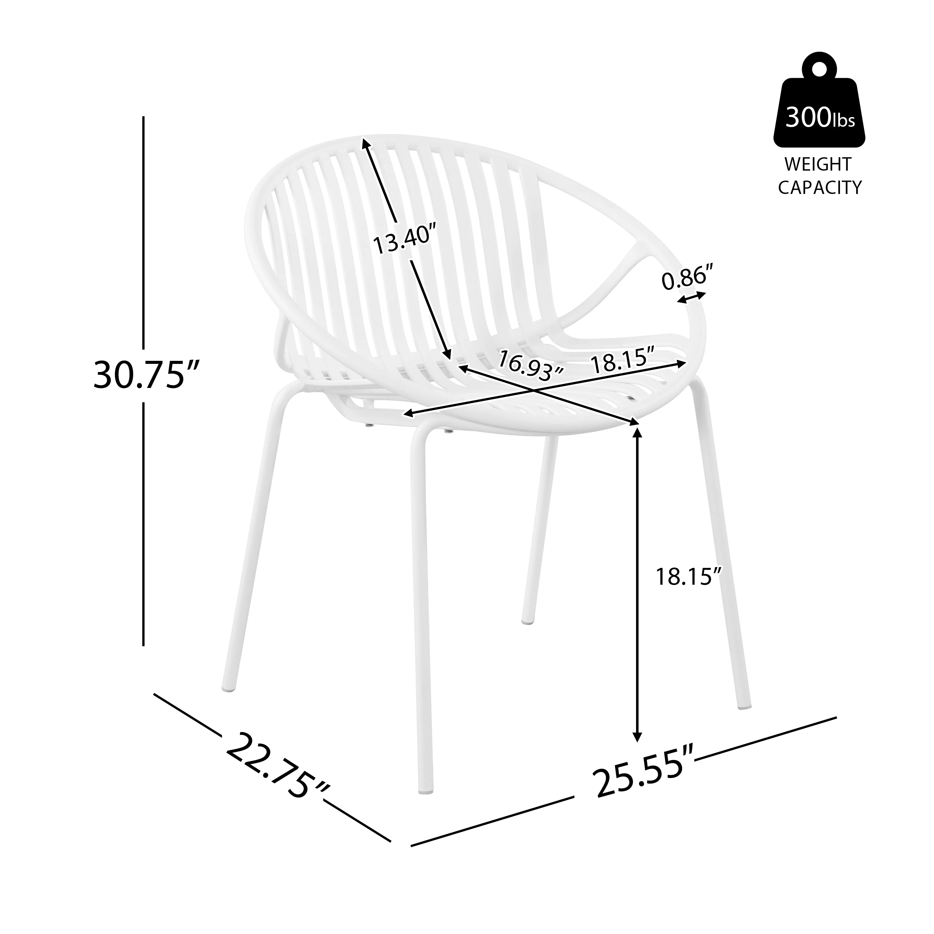 Hespera Patio Dining Chairs with Metal Legs & Breathable Plastic Backrest - furnishings