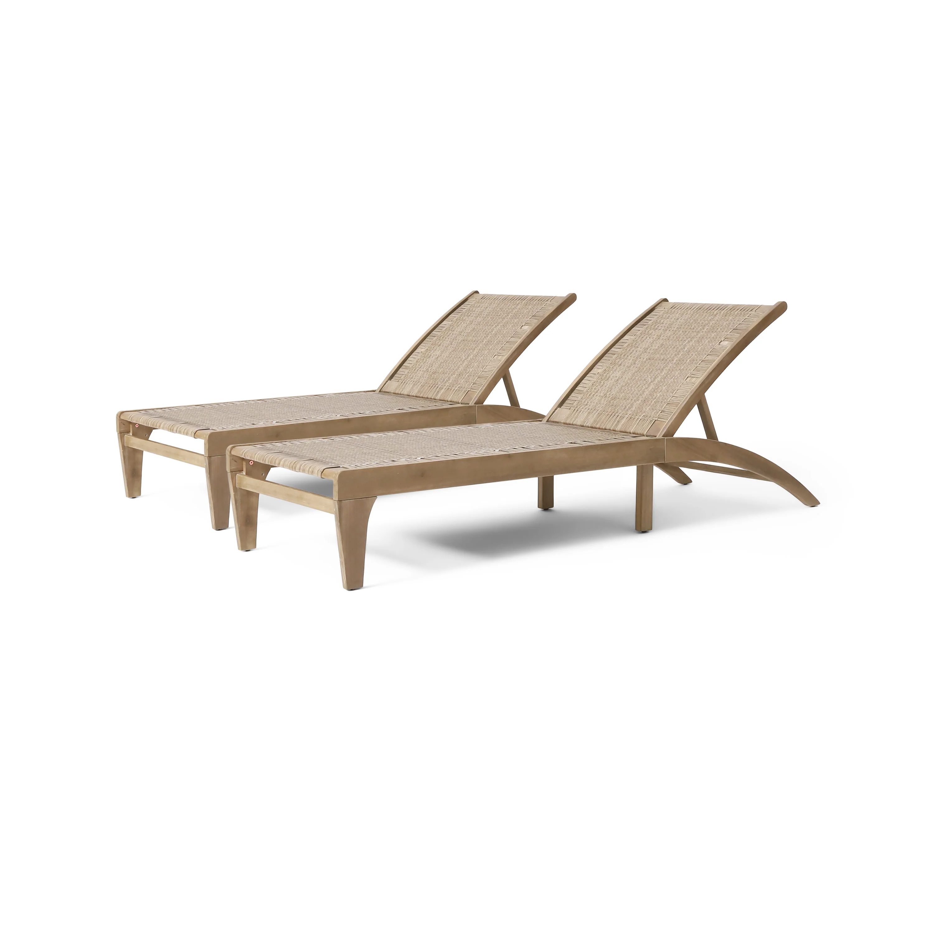 Stetson Outdoor Acacia Wood and Flat Wicker Chaise Lounge - furnishings