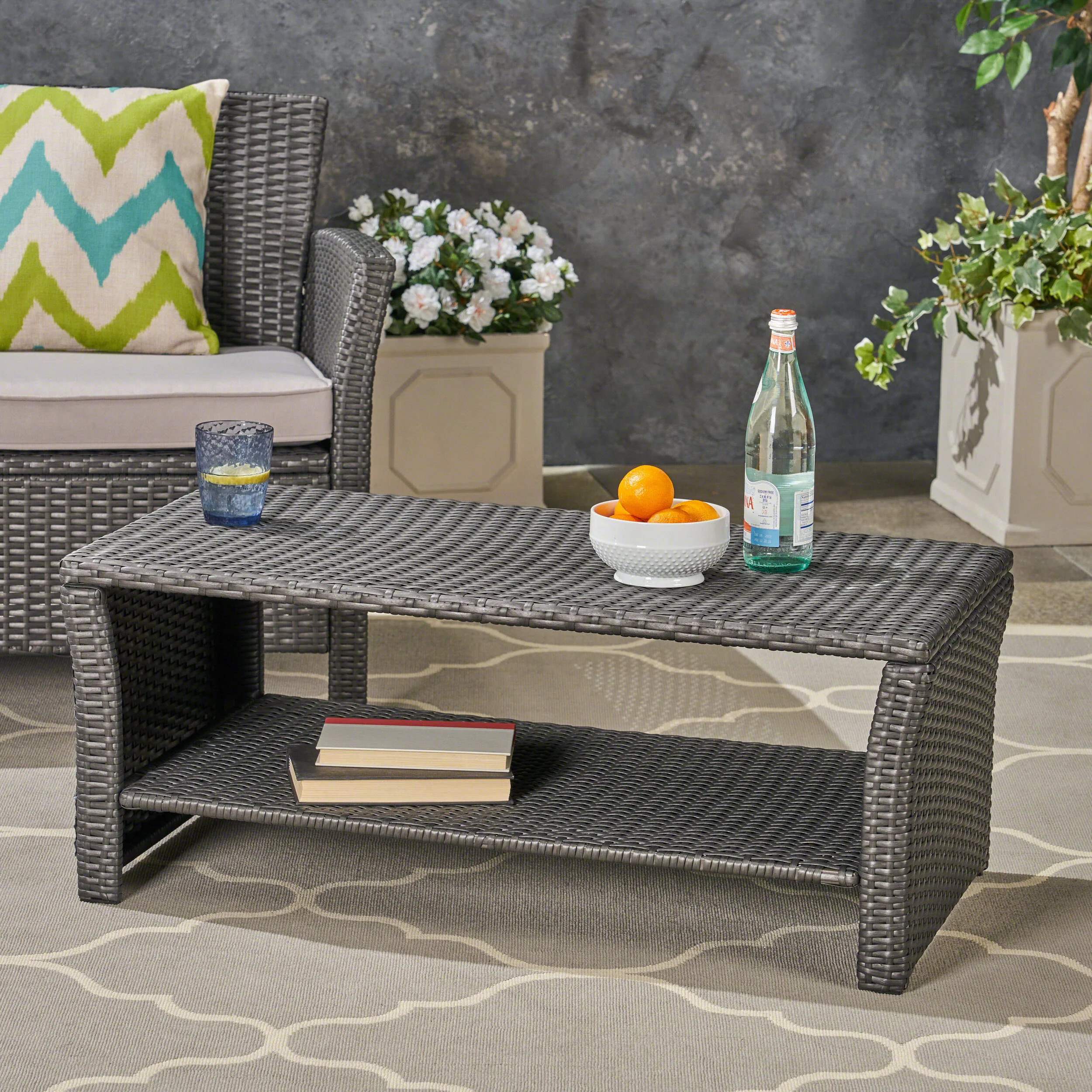 Justin Outdoor Wicker Coffee Table - furnishings